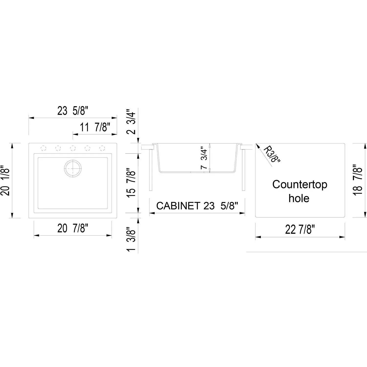 ALFI AB2420DI 24 inch Single Bowl Granite Drop-in Kitchen Sink - image 11