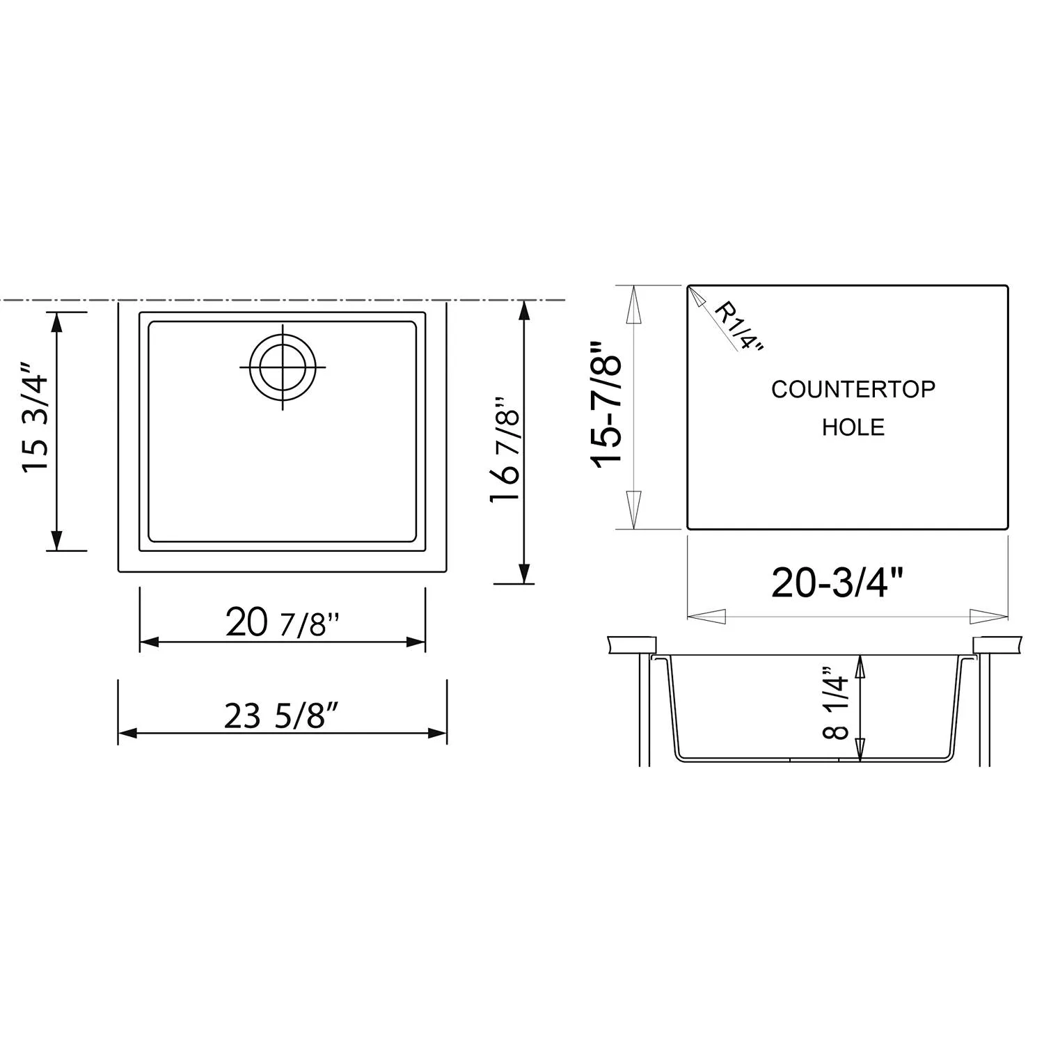 ALFI AB2420UM 24 inch Single Bowl Granite Undermount Kitchen Sink - image 11