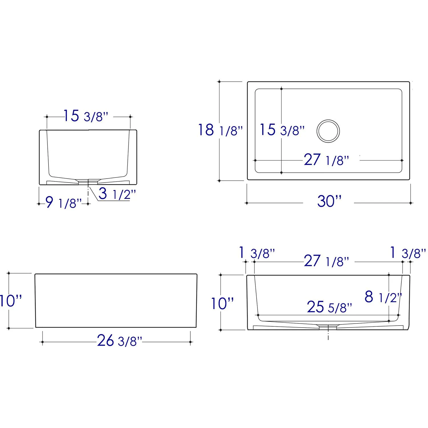 ALFI AB3018SB 30 inch Smooth Single Bowl Fireclay Farm Kitchen Sink - image 7