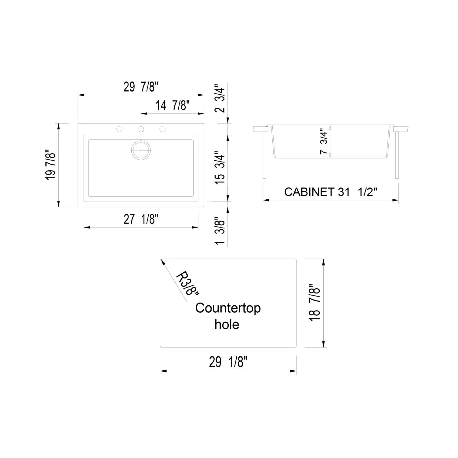 ALFI AB3020DI 30 inch Single Bowl Granite Drop-in Kitchen Sink - image 8