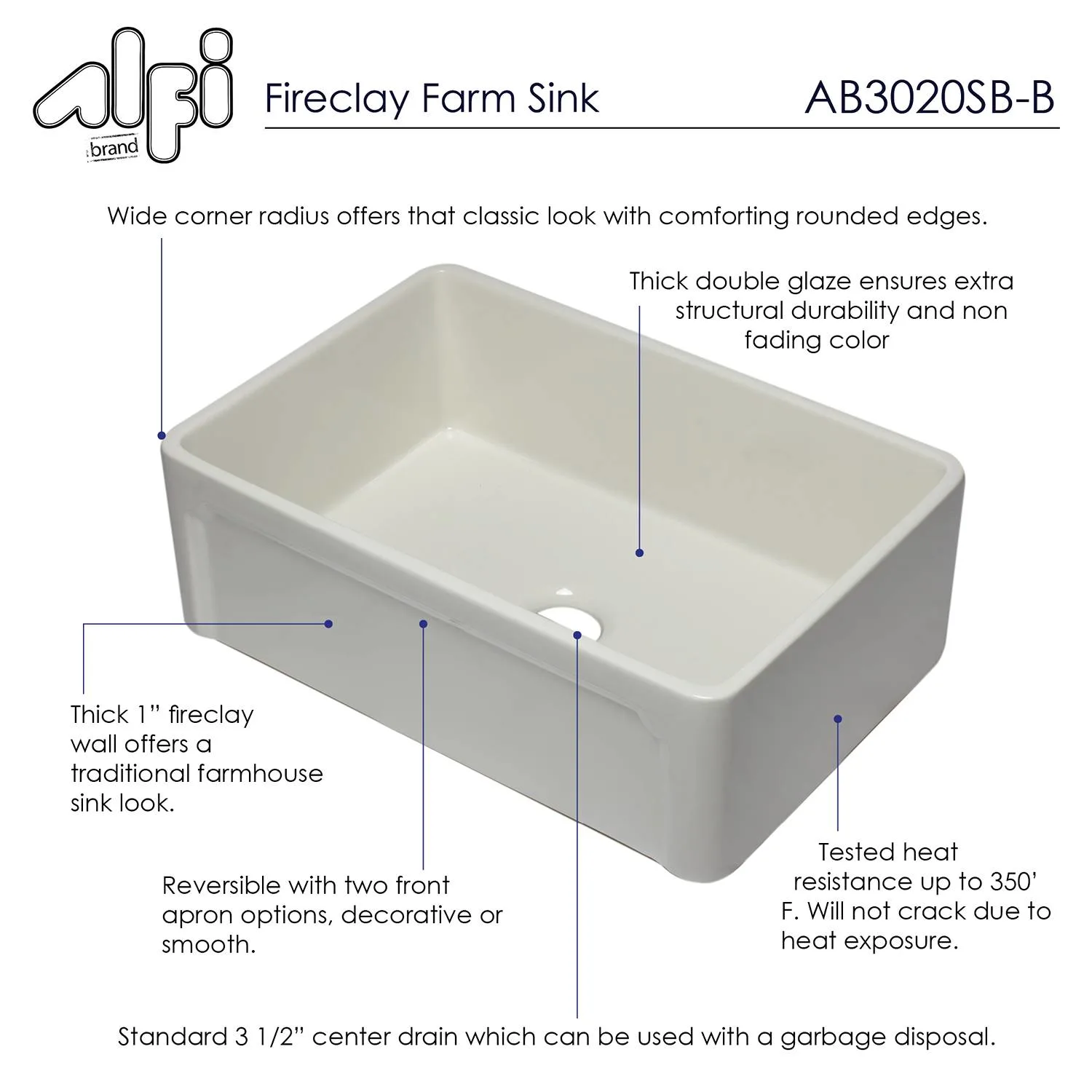 ALFI AB3020SB 30 inch Fireclay Farm Kitchen Sink - image 9