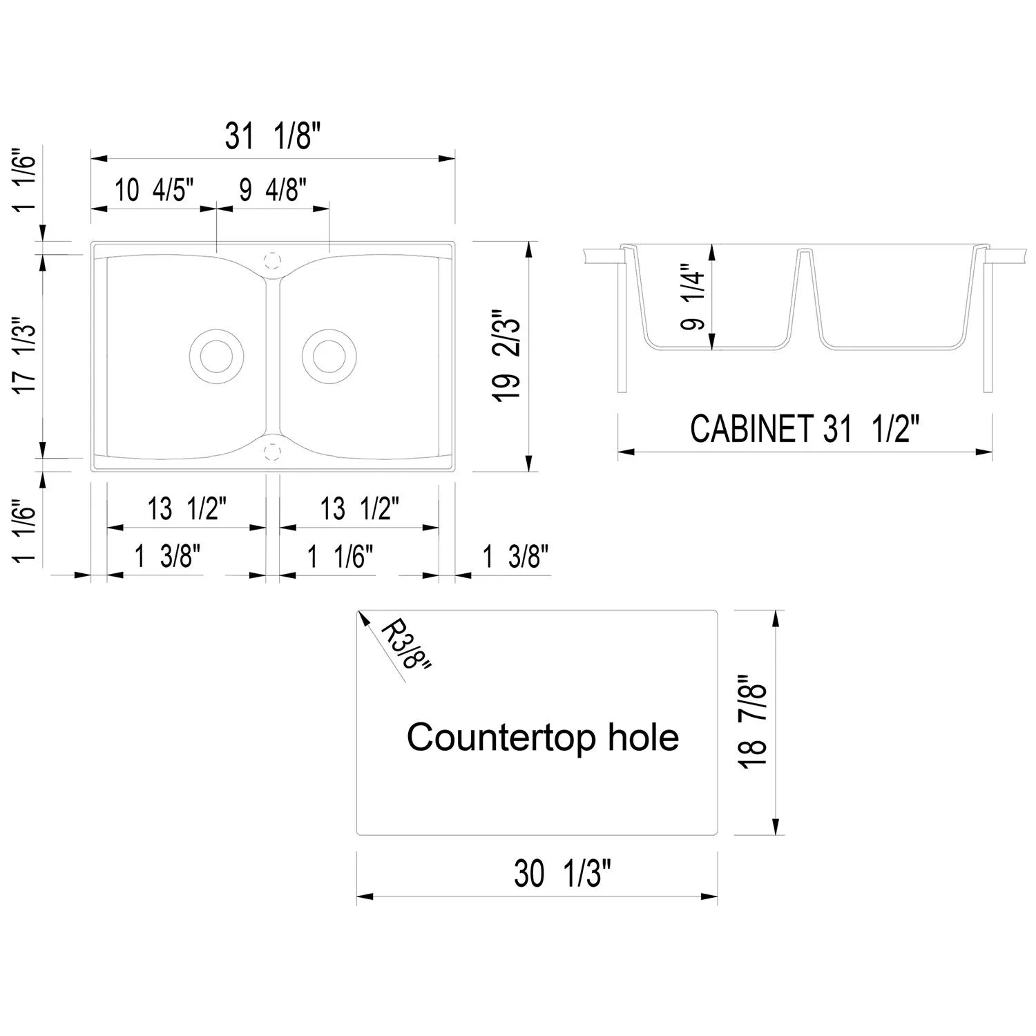 ALFI AB3220DI 32 inch Double Bowl Granite Drop-in Kitchen Sink - image 10