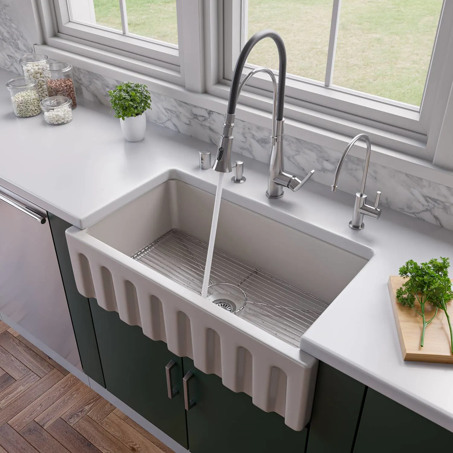 ALFI AB3318HS 33 inch Reversible Fireclay Farm Kitchen Sink - image 7