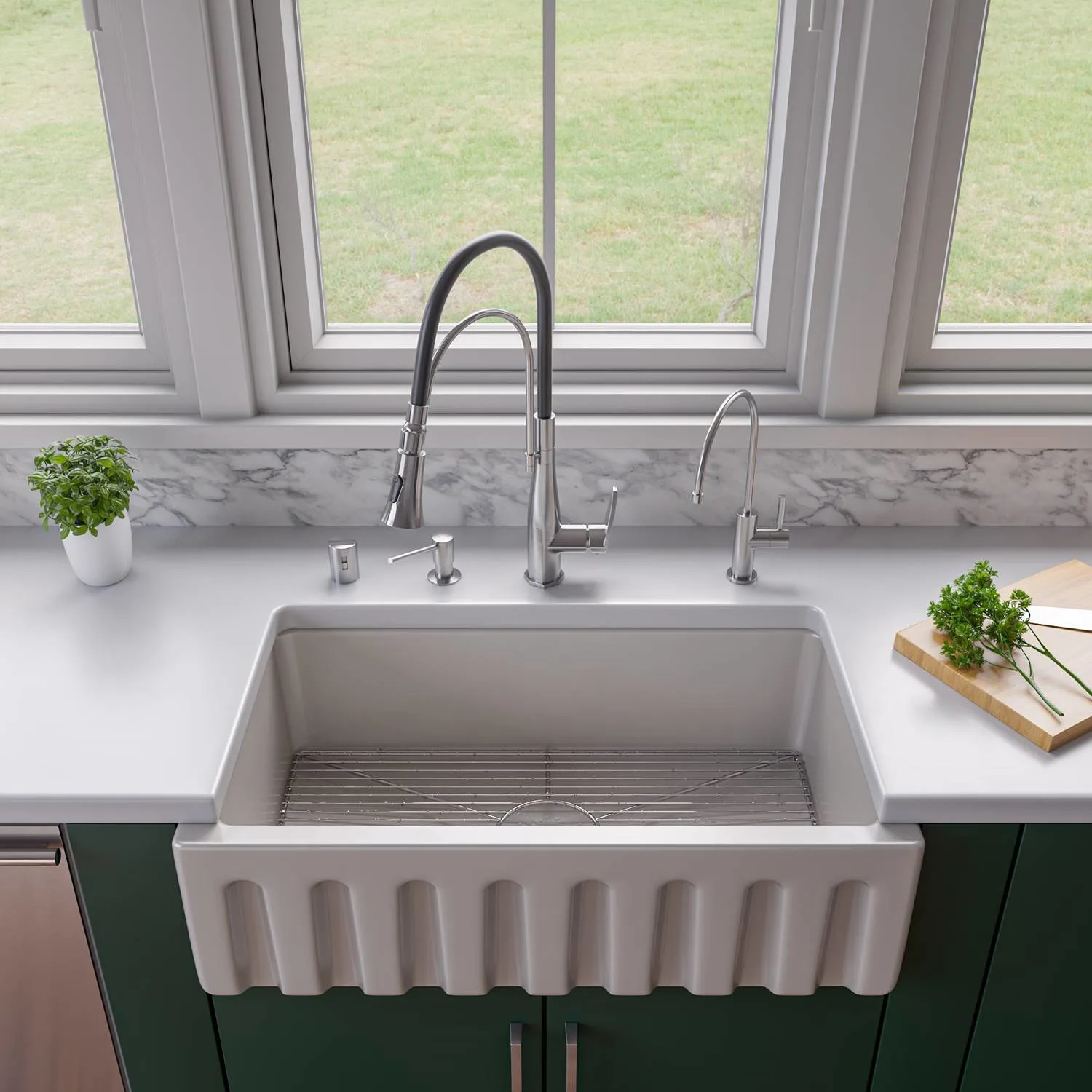 ALFI AB3318HS 33 inch Reversible Fireclay Farm Kitchen Sink - image 8