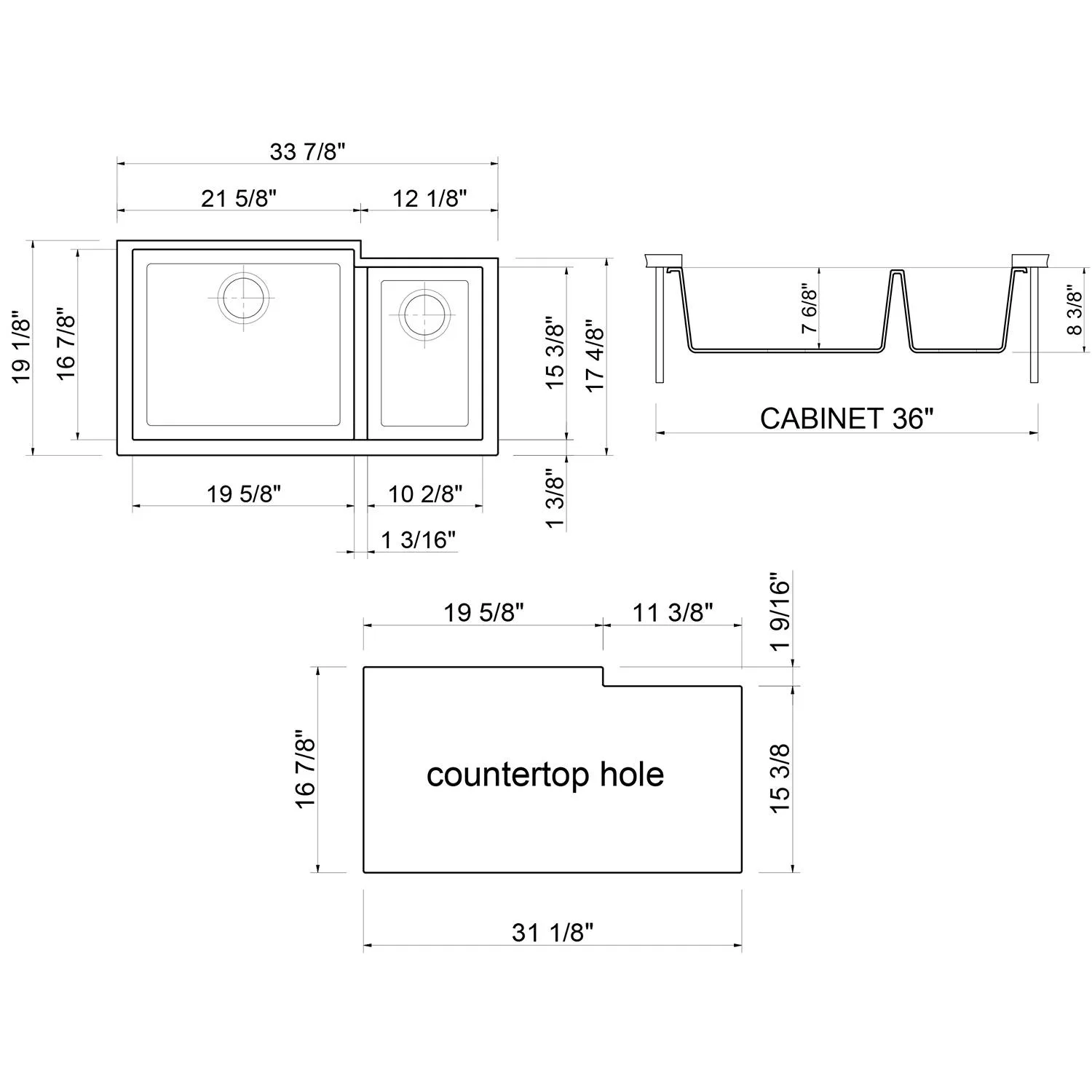 ALFI AB3319UM 34 inch Double Bowl Granite Undermount Kitchen Sink - image 10