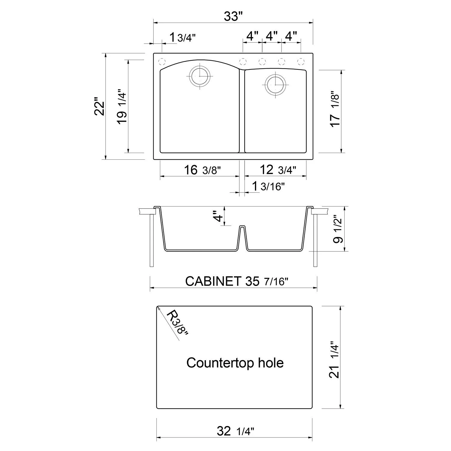 ALFI AB3320DI 33 inch Double Bowl Granite Drop-in Kitchen Sink - image 10