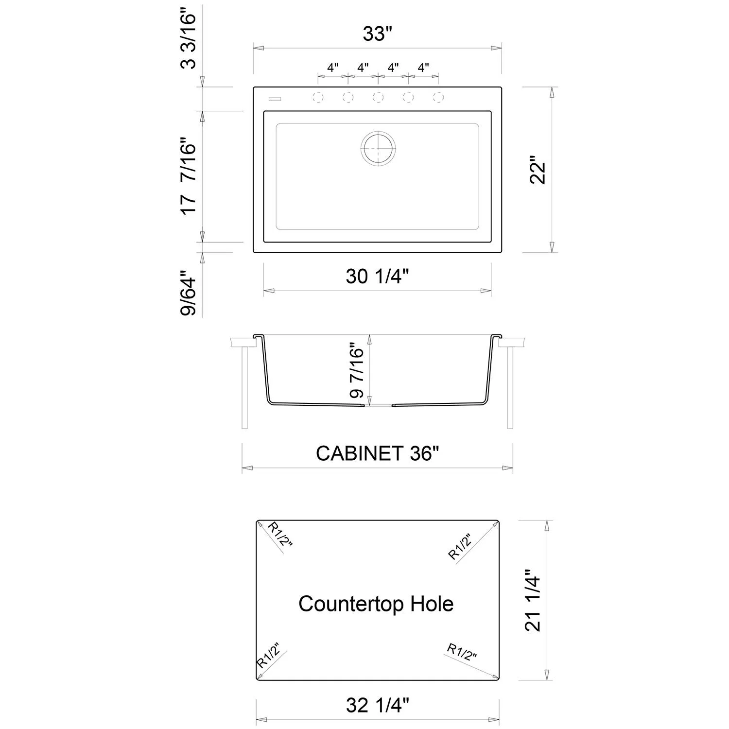 ALFI AB3322DI 33 inch Single Bowl Granite Drop-in Kitchen Sink - image 11