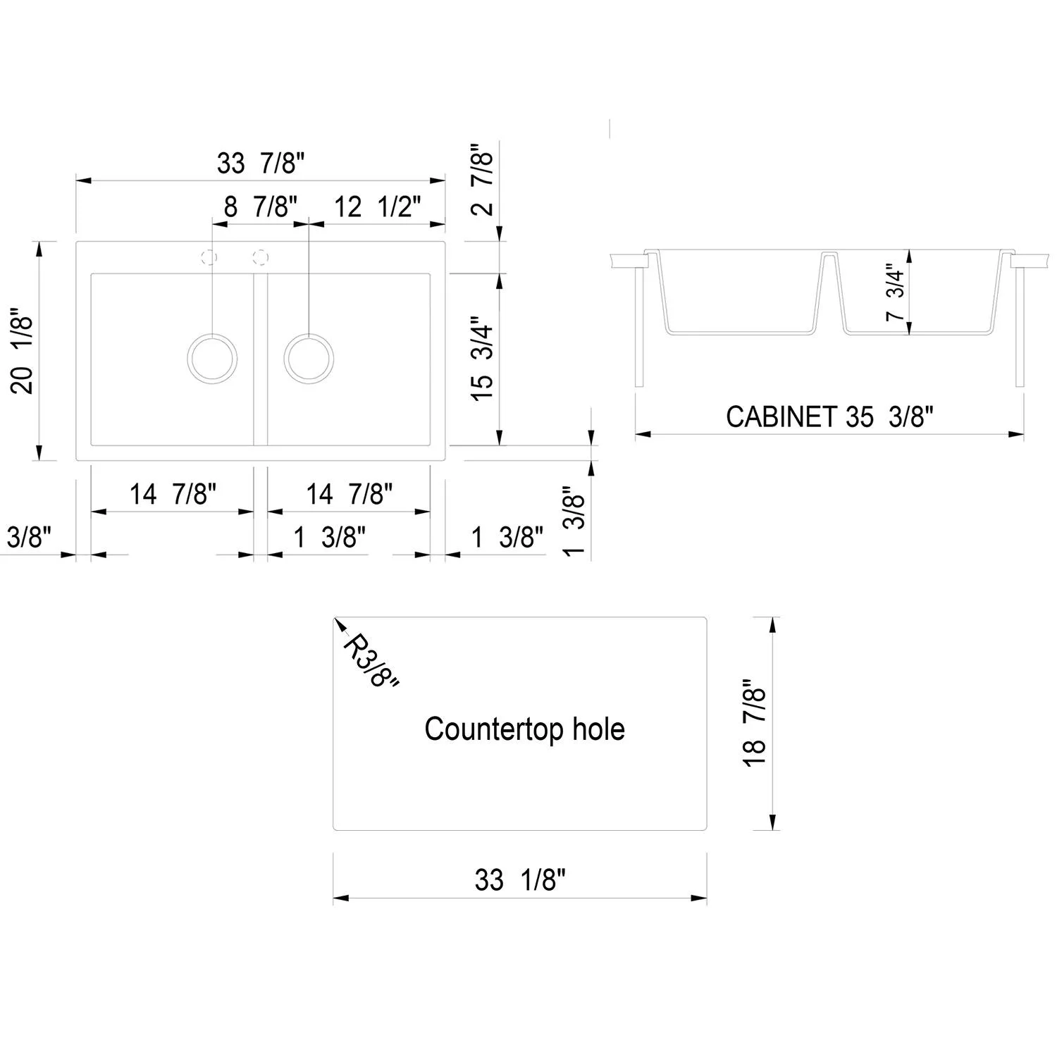 ALFI AB3420DI 34 inch Double Bowl Granite Drop-in Kitchen Sink - image 10