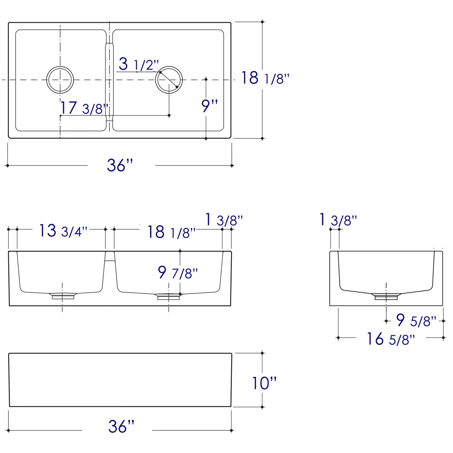 ALFI AB3618DB 36 inch Arched Double Bowl Fireclay Farm Kitchen Sink - image 7