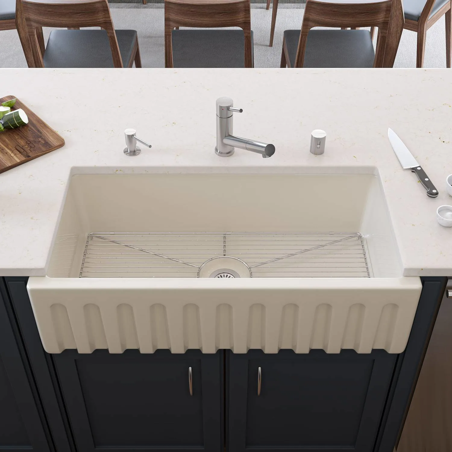 ALFI AB3618HS 36 in Reversible Single Bowl Fireclay Farm Kitchen Sink - image 9