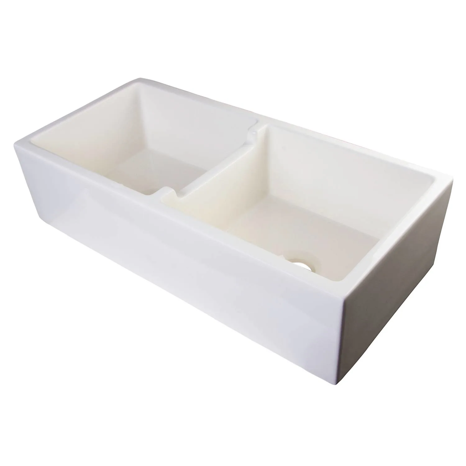 ALFI AB3918DB 39 inch Smooth Double Bowl Fireclay Farm Kitchen Sink