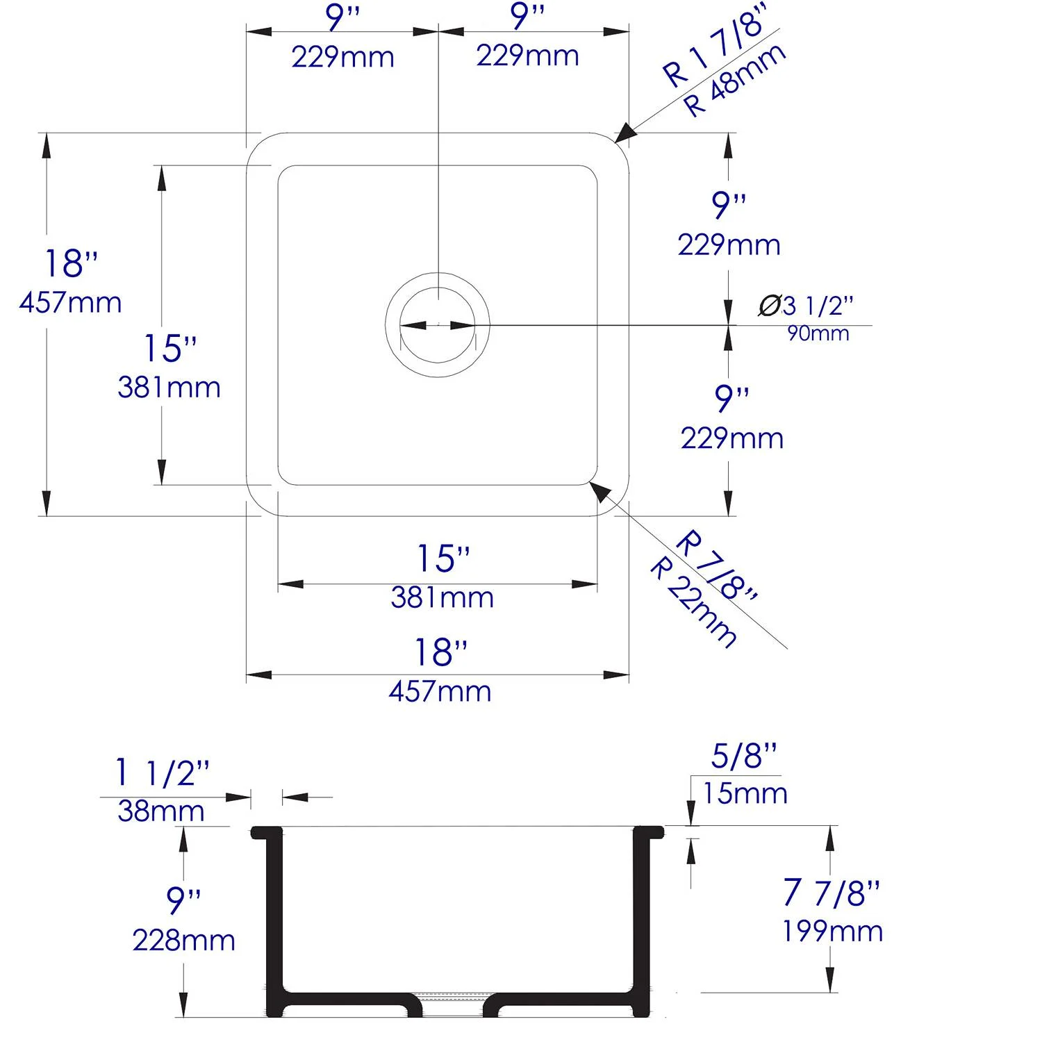 ALFI ABF1818S 18 in Square Fireclay Reversible Prep Kitchen Sink - image 6