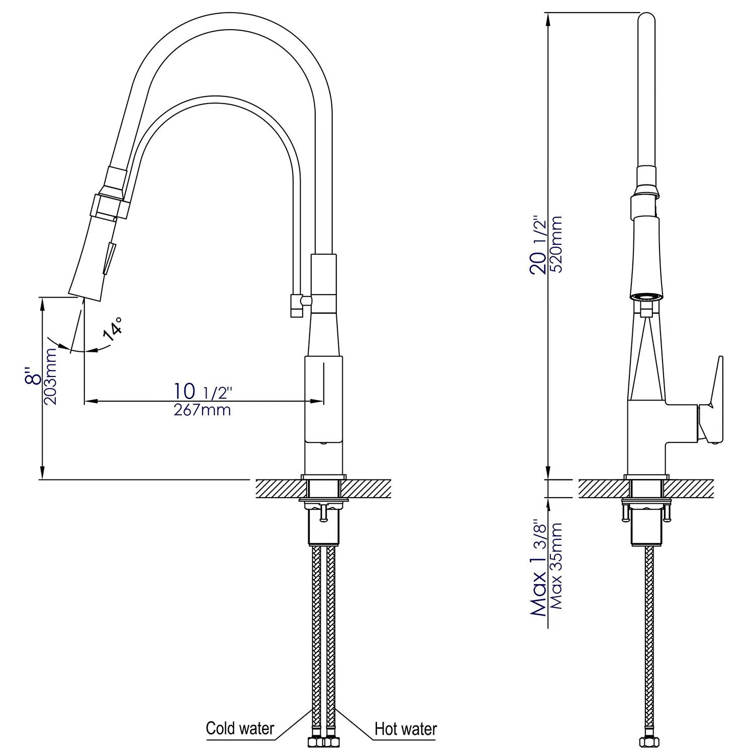 ALFI ABKF3023 Square  Kitchen Faucet With Rubber Stem - image 12