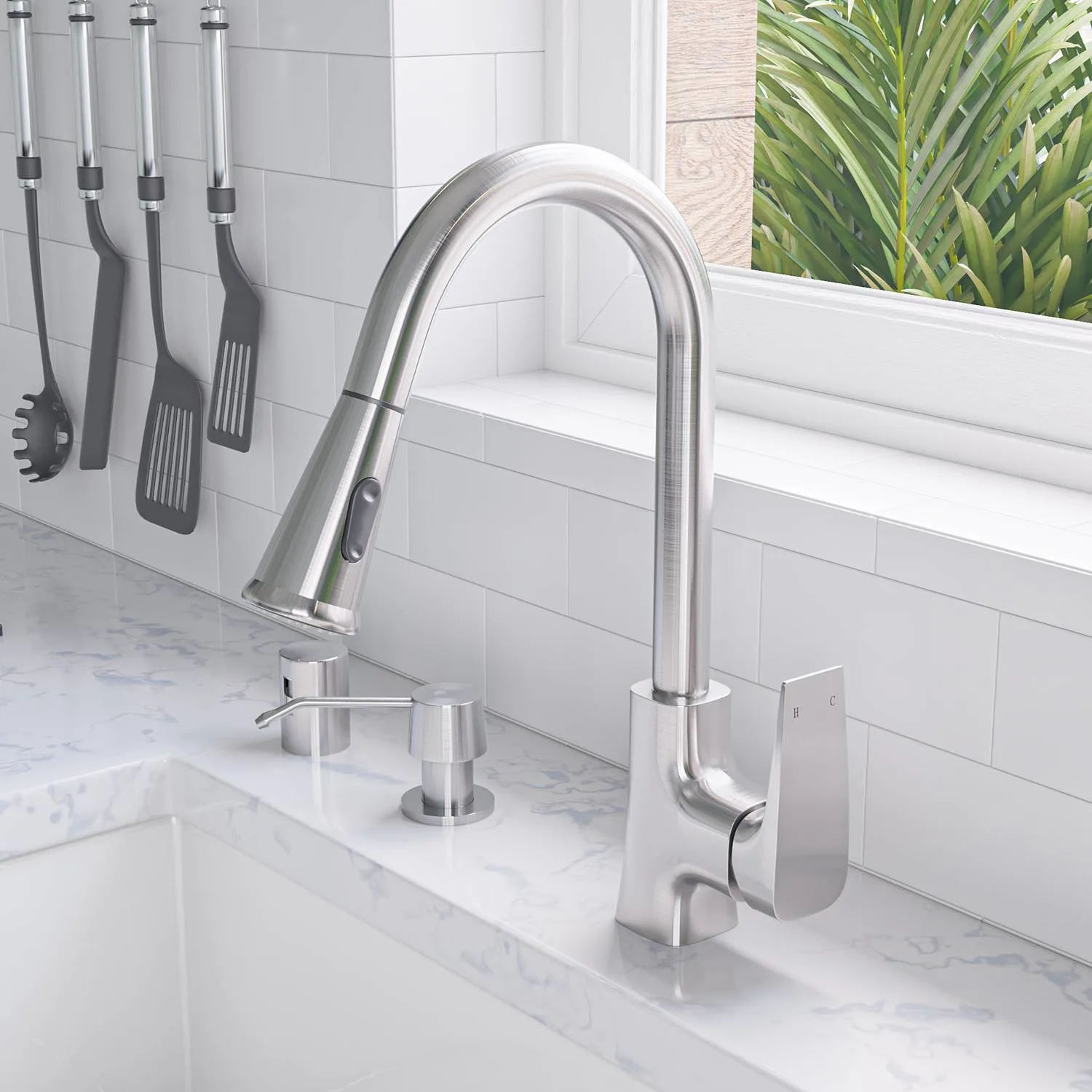 ALFI ABKF3889 Square Gooseneck Pull Down Kitchen Faucet - image 7