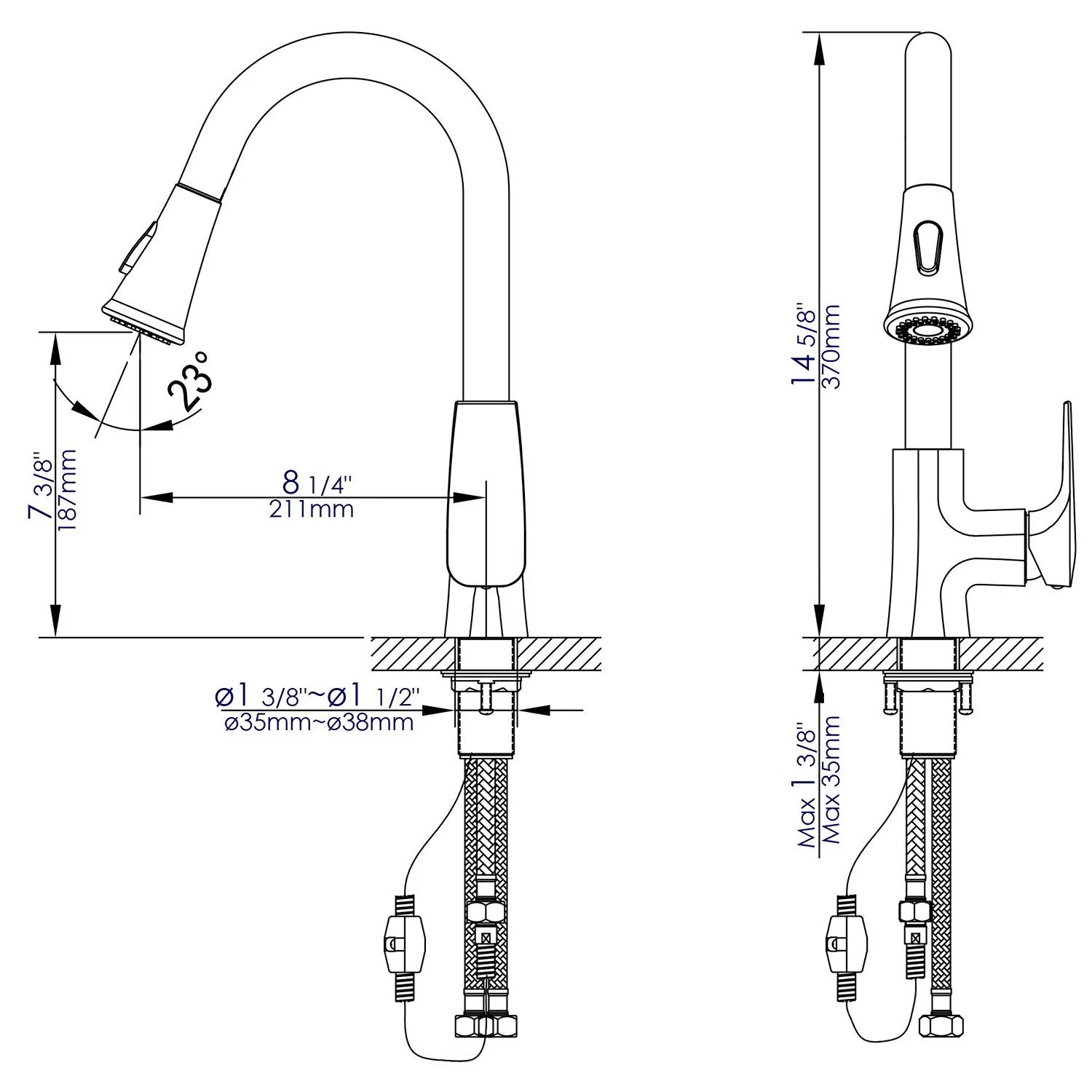 ALFI ABKF3889 Square Gooseneck Pull Down Kitchen Faucet - image 9