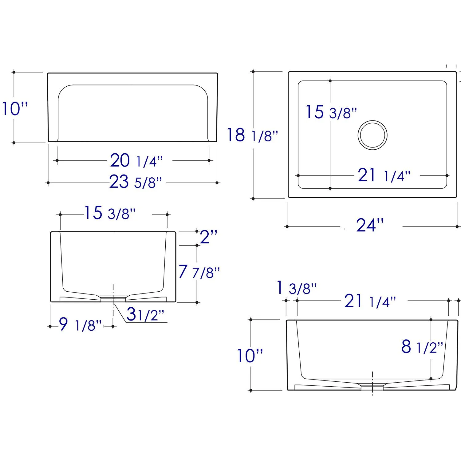 ALFI AB2418ARCH 24 inch Arched Single Bowl Fireclay Farm Kitchen Sink - image 7