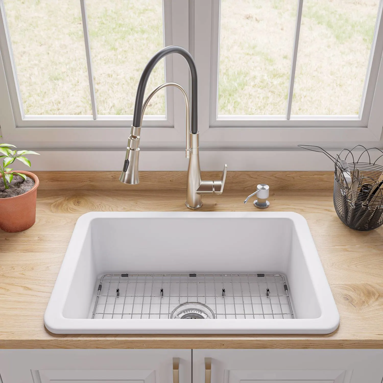 ALFI ABF2718UD 27 inch Fireclay Undermount / Drop-in Kitchen Sink - image 6