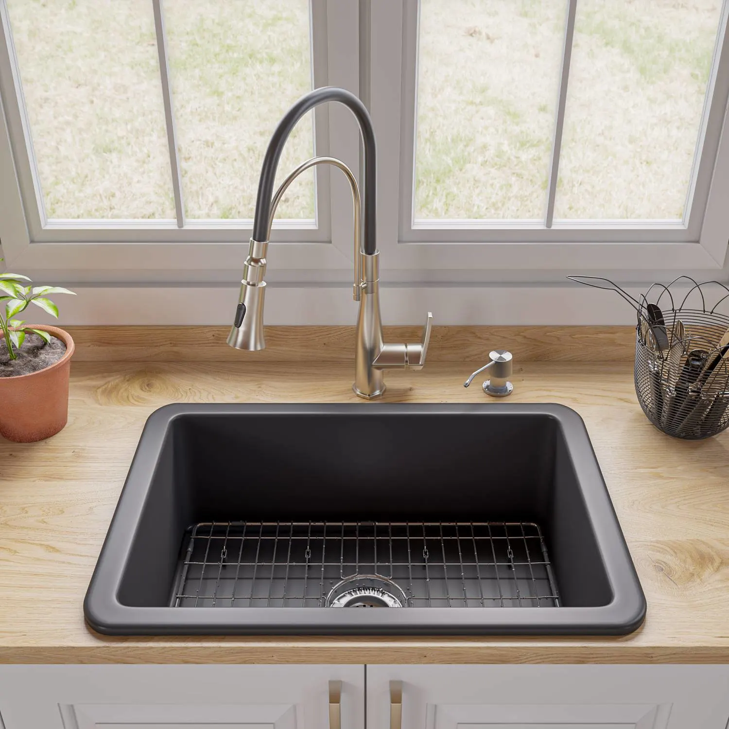 ALFI ABF2718UD 27 inch Fireclay Undermount / Drop-in Kitchen Sink - image 7