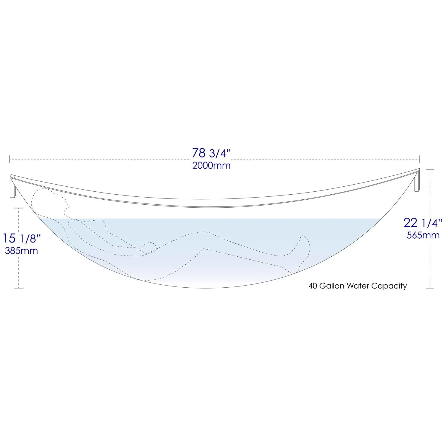 ALFI HammockTub1 79 inch Acrylic Wall Mounted Free Standing Bathtub - image 8