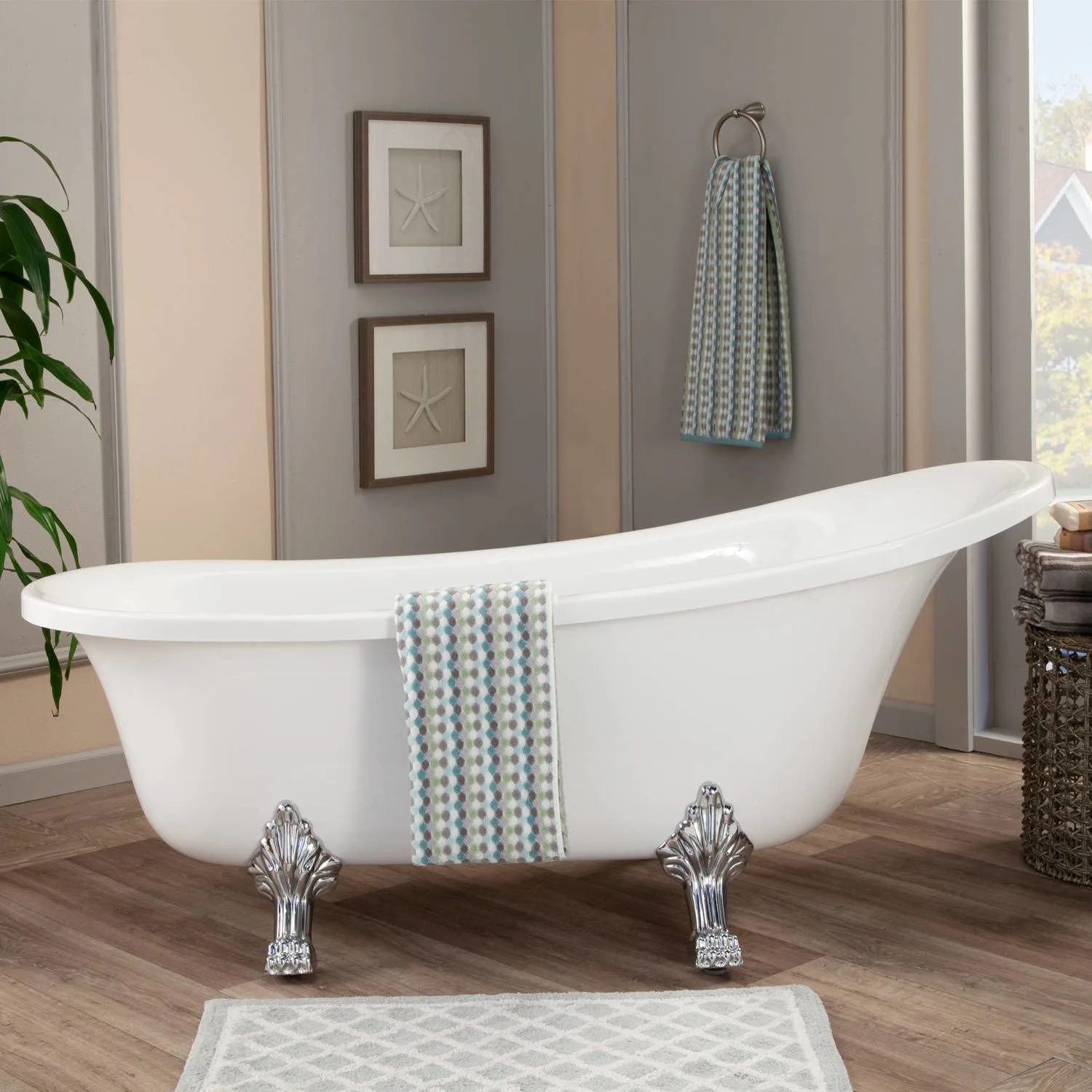Altair Geneva 69 x 30 Inch White Freestanding Clawfoot Acrylic Bathtub - image 2