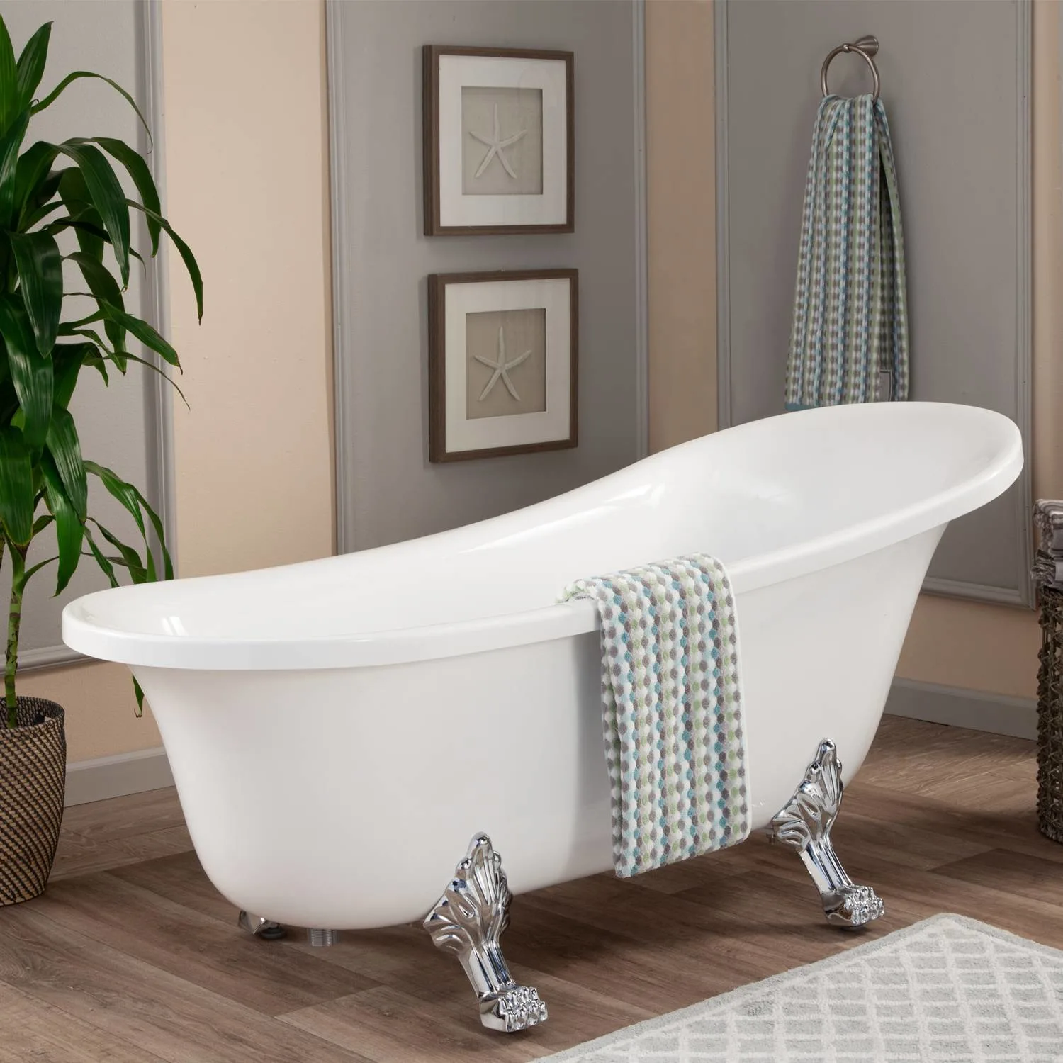 Altair Geneva 69 x 30 Inch White Freestanding Clawfoot Acrylic Bathtub - image 6