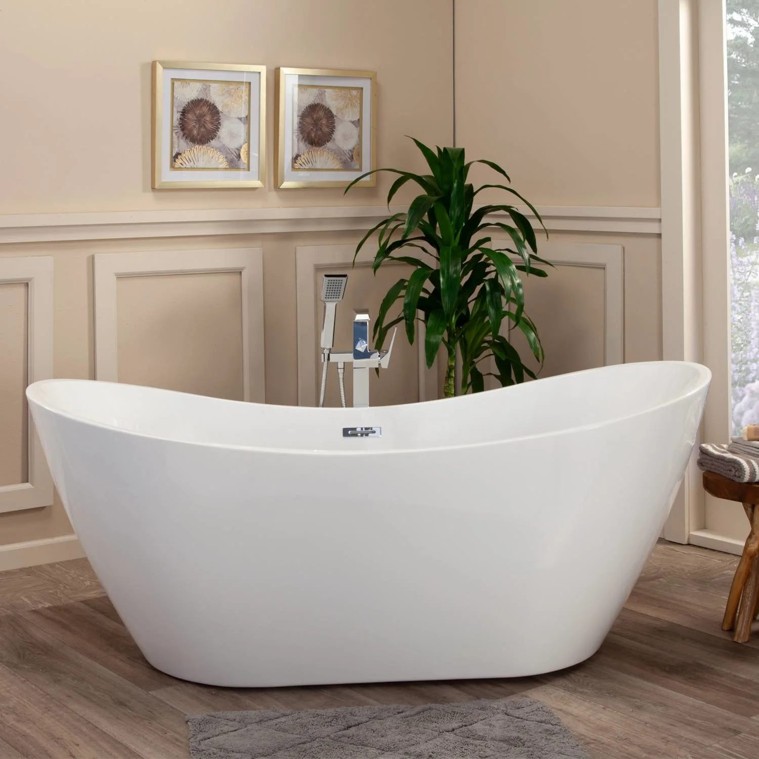 Altair Alana 70 x 32 Inch White Freestanding Oval Acrylic Bathtub - image 2