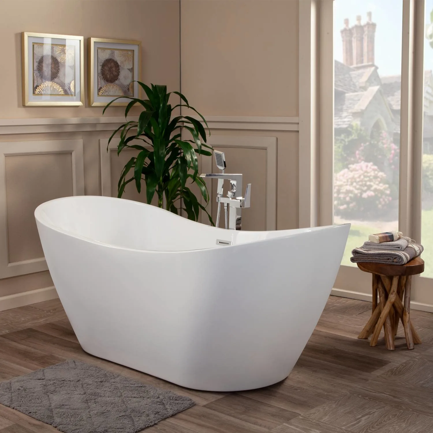 Altair Alana 70 x 32 Inch White Freestanding Oval Acrylic Bathtub - image 7
