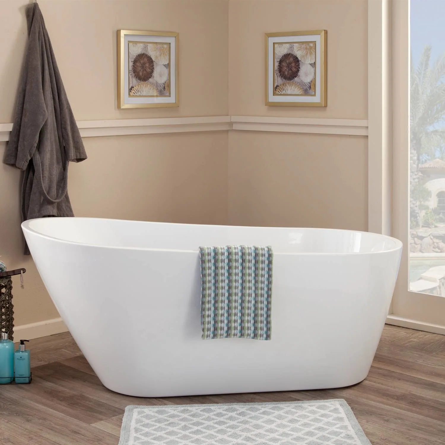 Altair Shaia 67 x 32 Inch White Freestanding Oval Acrylic Bathtub - image 2