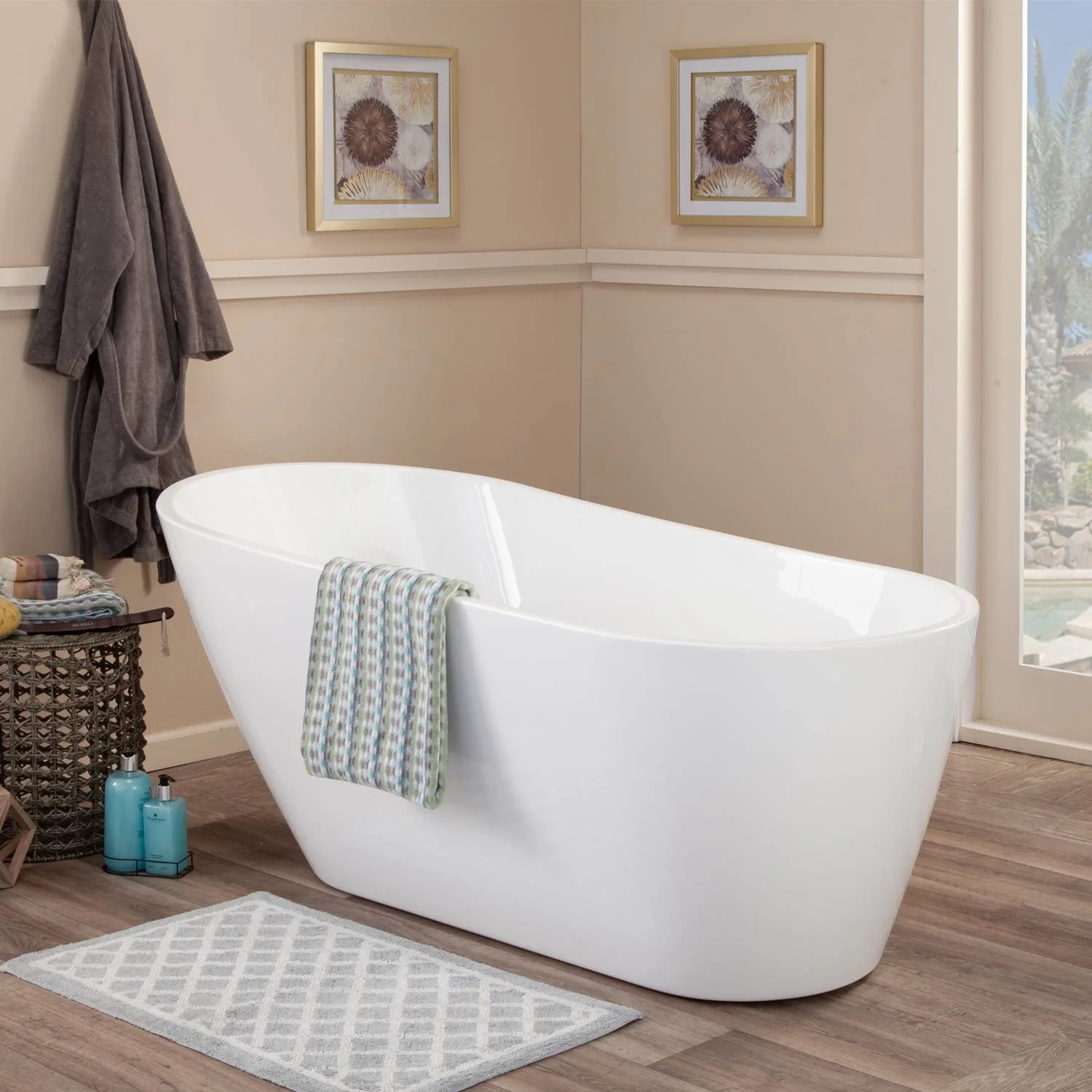Altair Shaia 67 x 32 Inch White Freestanding Oval Acrylic Bathtub - image 5