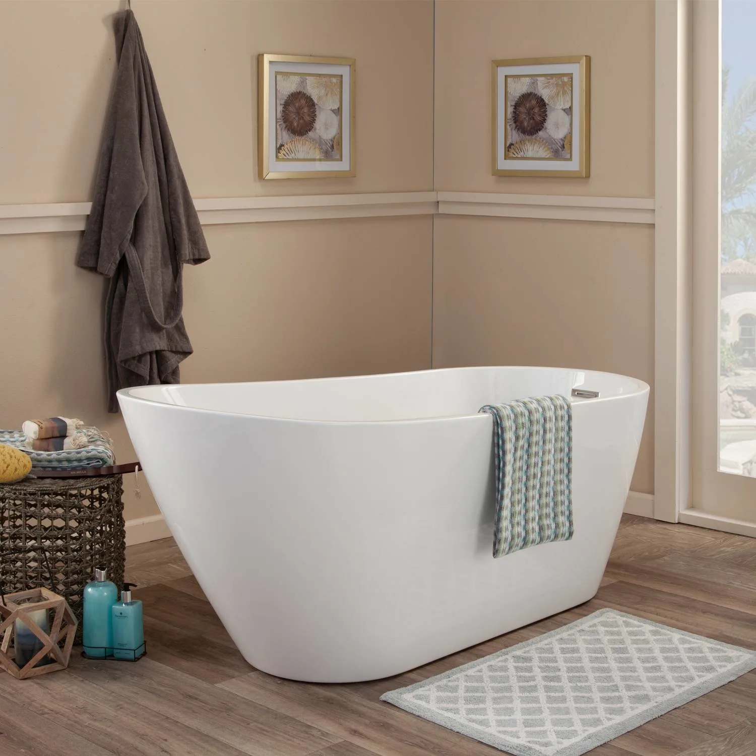 Altair Shaia 67 x 32 Inch White Freestanding Oval Acrylic Bathtub - image 6