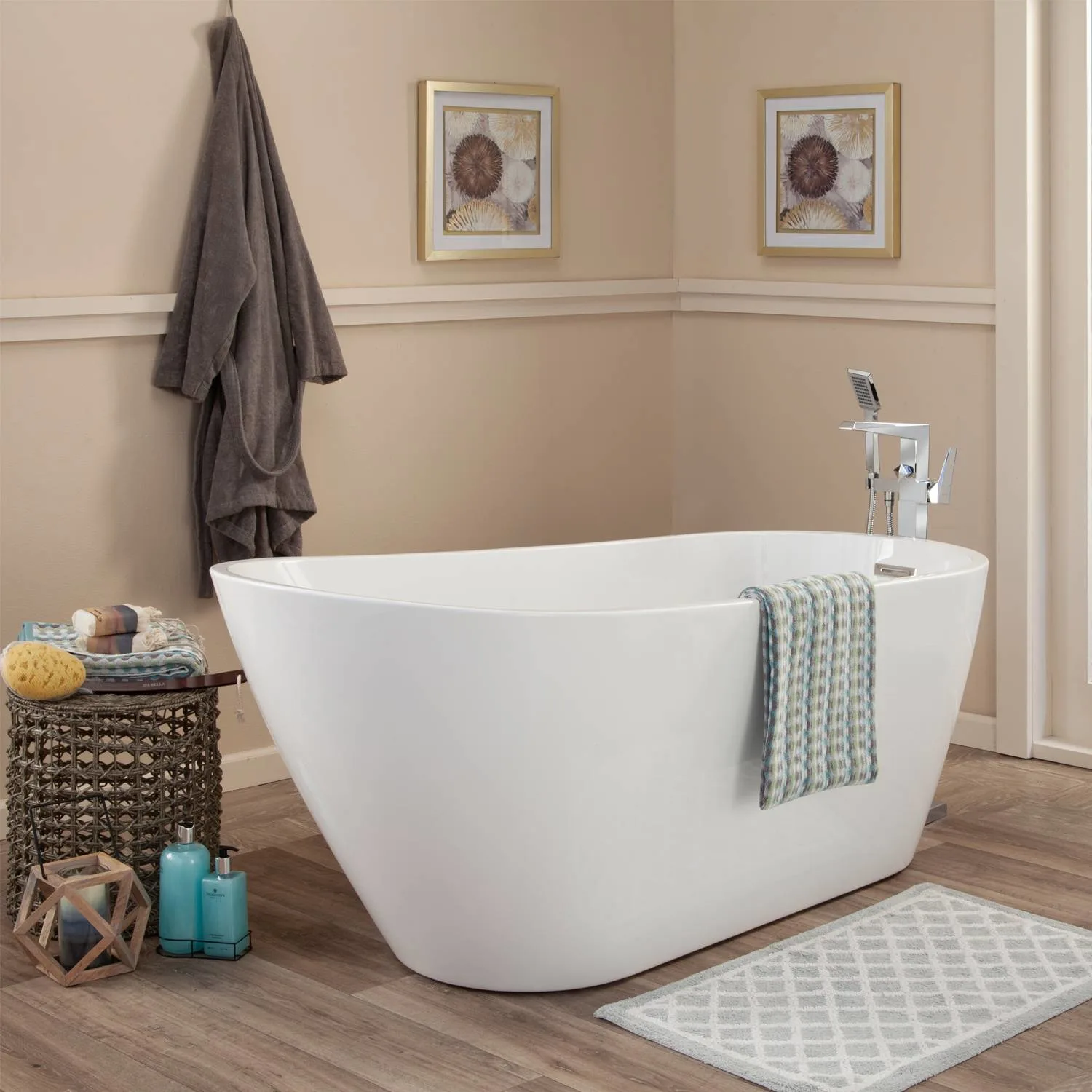 Altair Shaia 67 x 32 Inch White Freestanding Oval Acrylic Bathtub - image 7