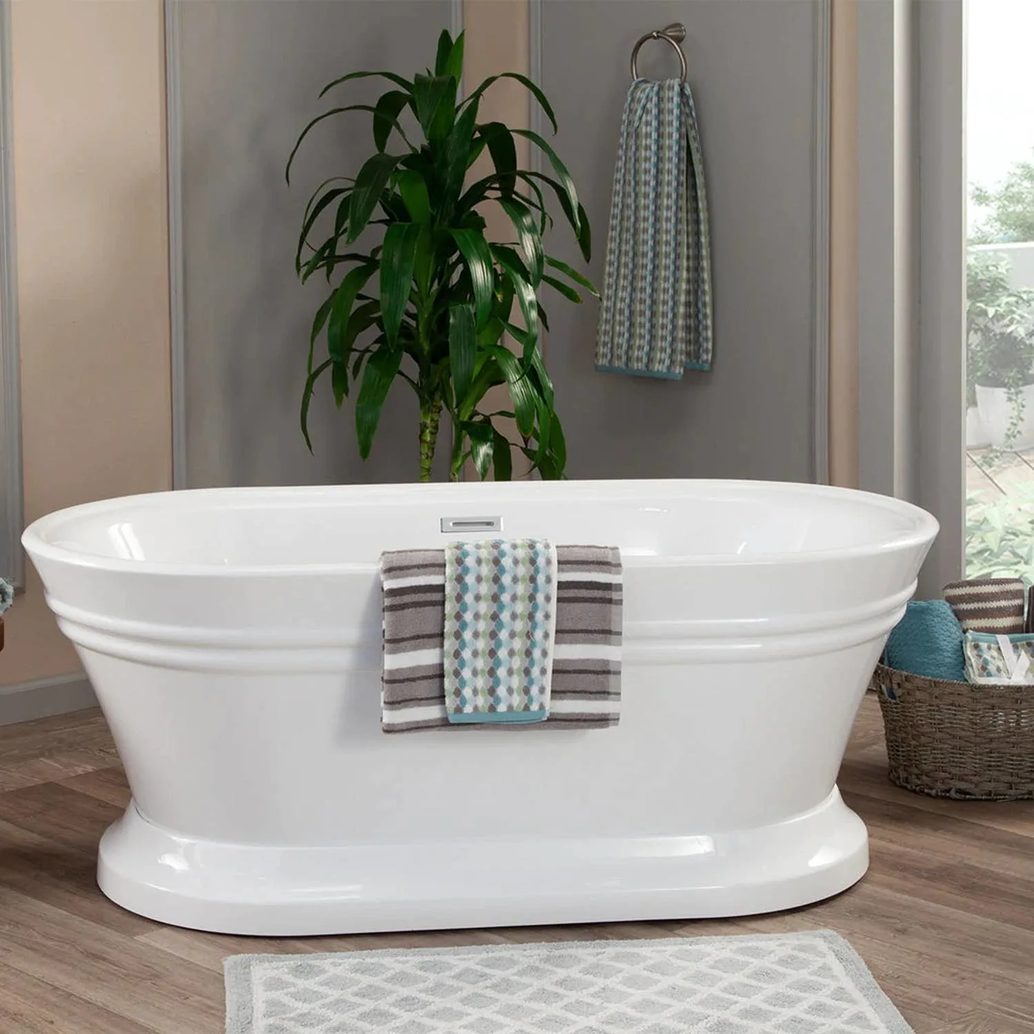 Altair Solace 59 x 30 Inch White Freestanding Oval Acrylic Bathtub - image 2