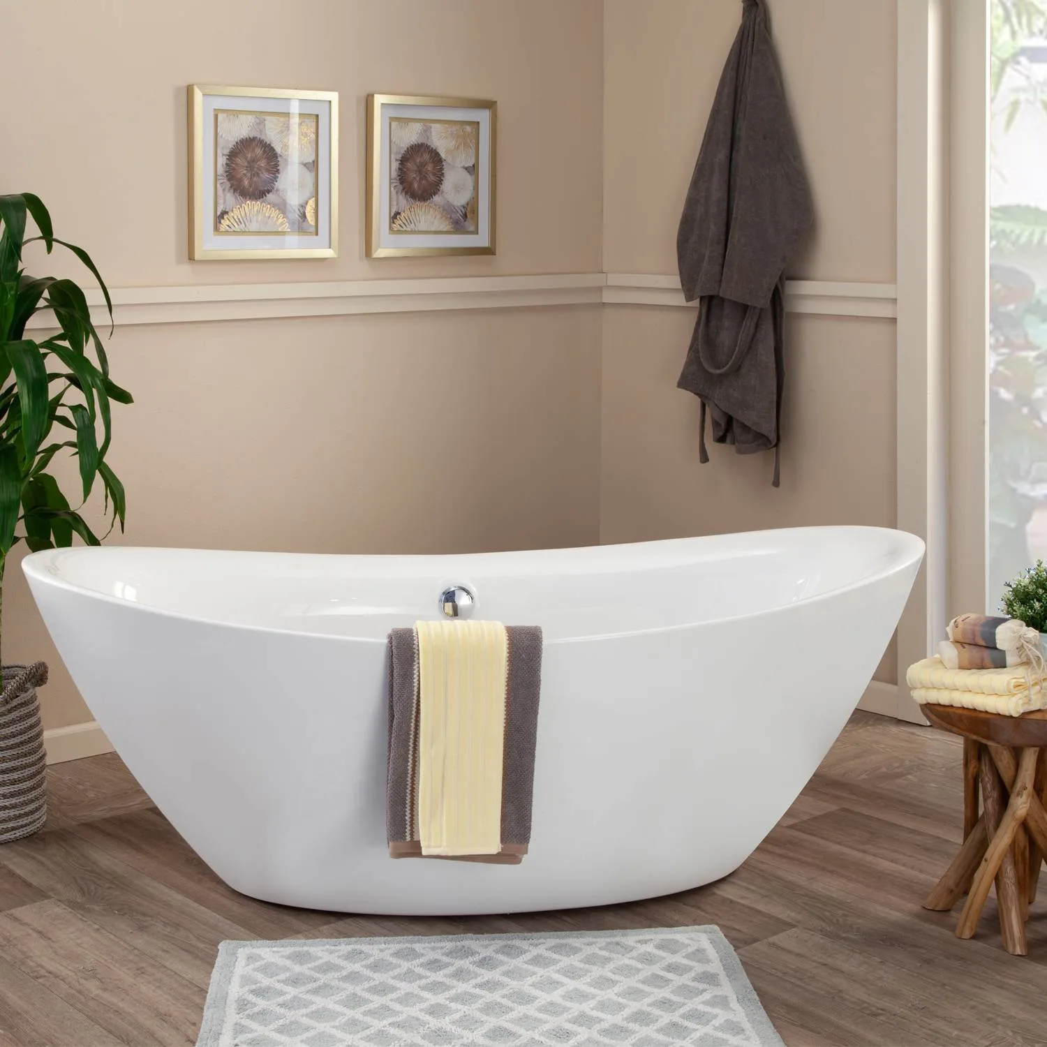 Altair Allegra 71 x 34 Inch White Freestanding Oval Acrylic Bathtub - image 2
