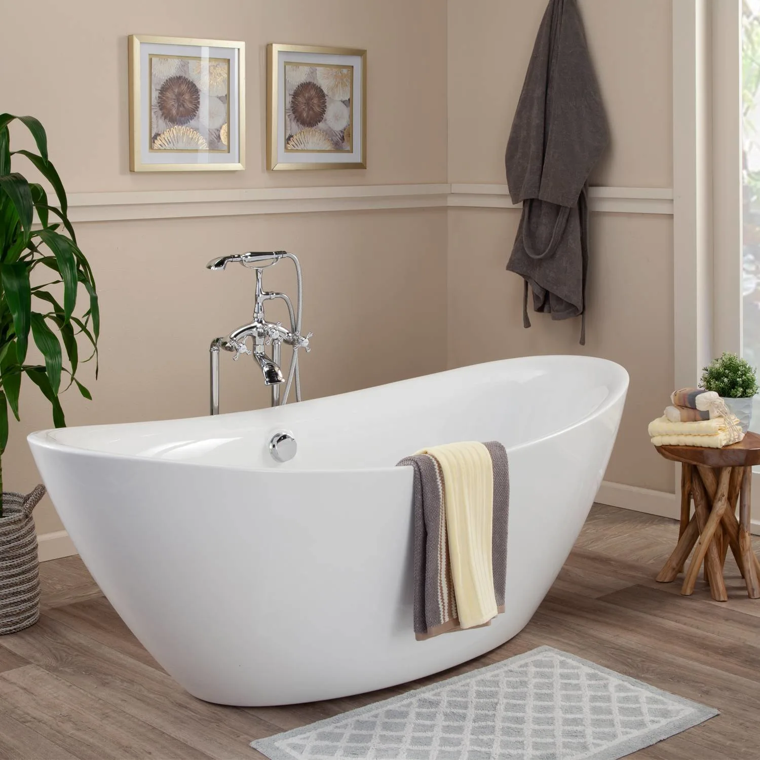 Altair Allegra 71 x 34 Inch White Freestanding Oval Acrylic Bathtub - image 5