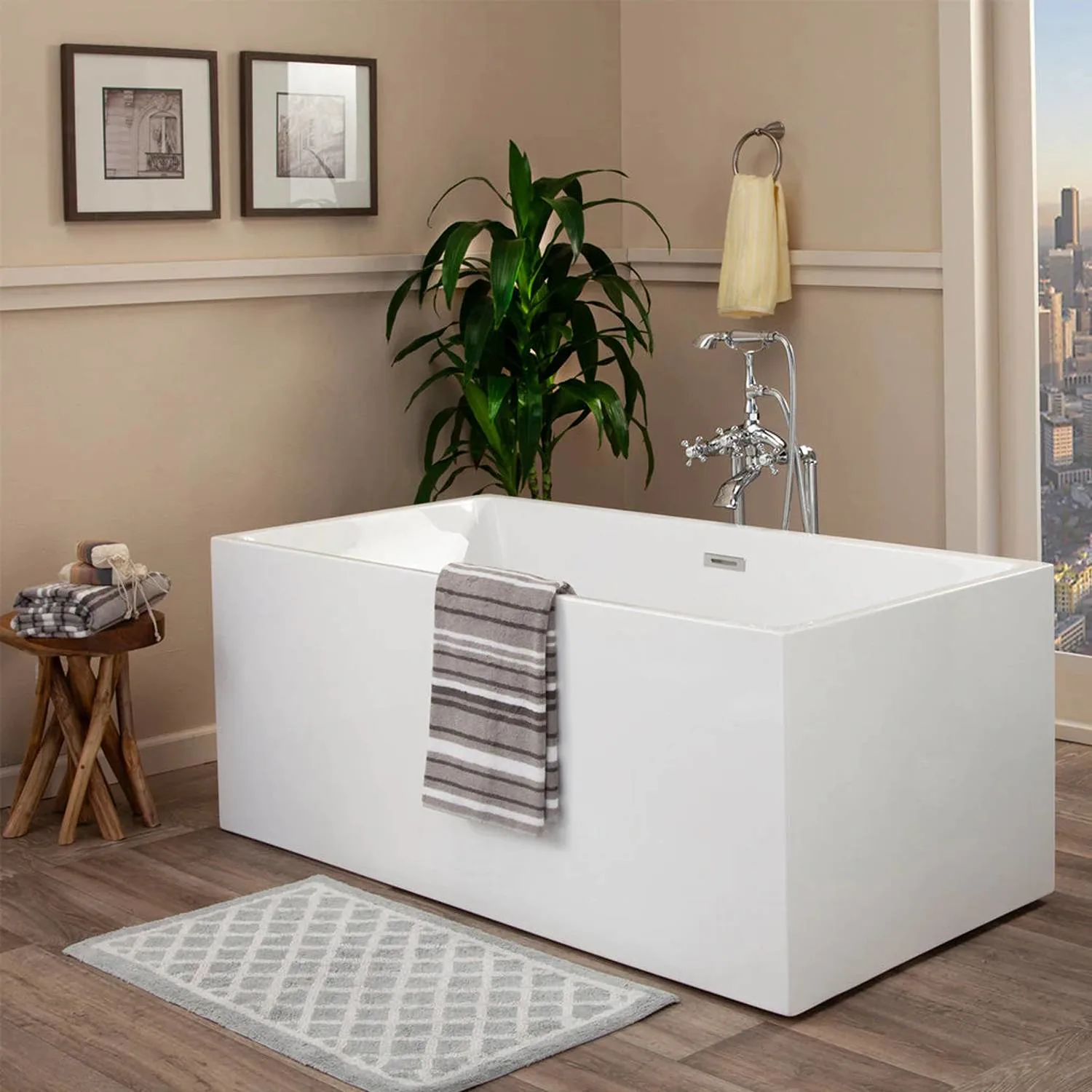 Altair Persephone 59 x 30 Inch White Freestanding Acrylic Bathtub - image 6