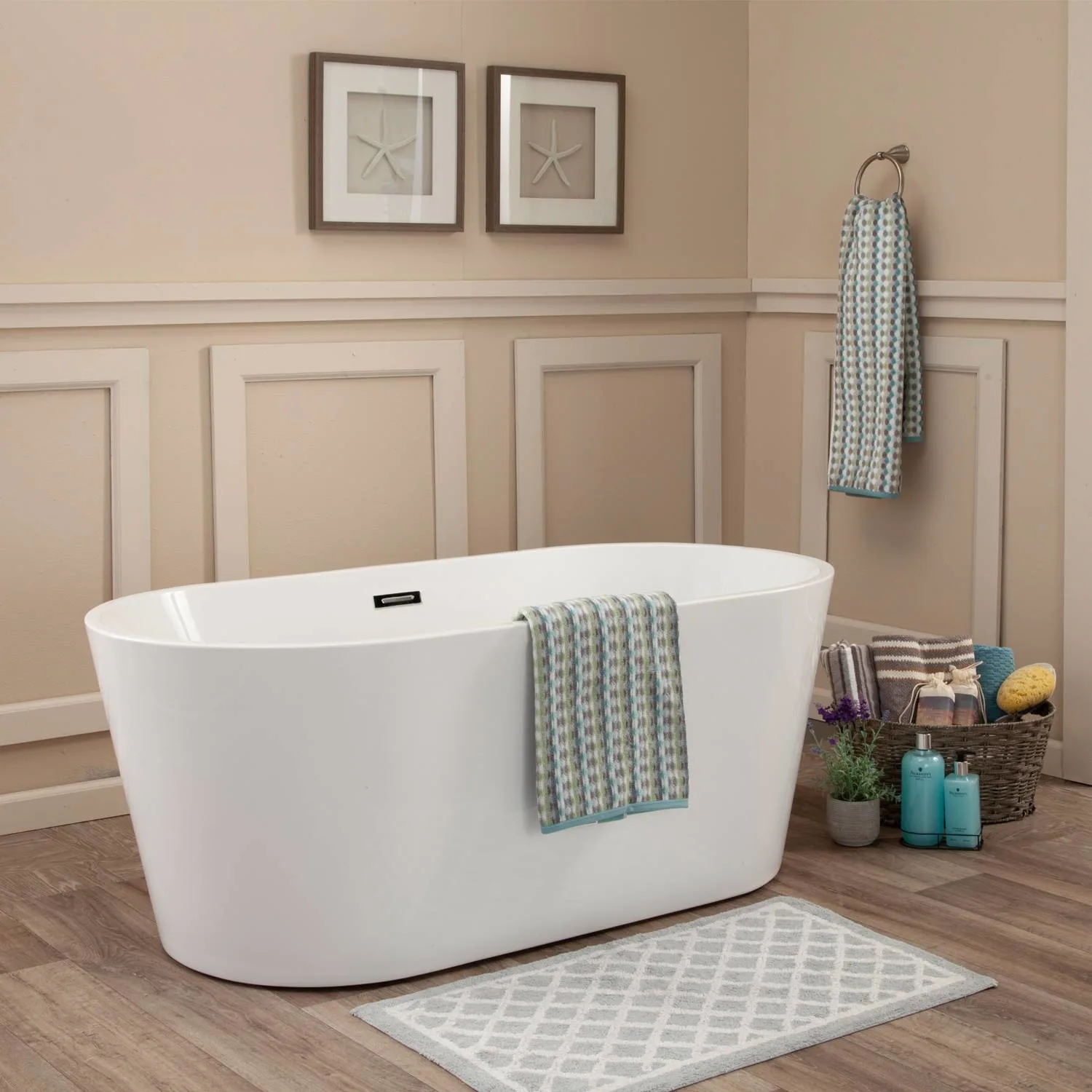 Altair Cielo 59 x 30 Inch White Freestanding Oval Acrylic Bathtub - image 5