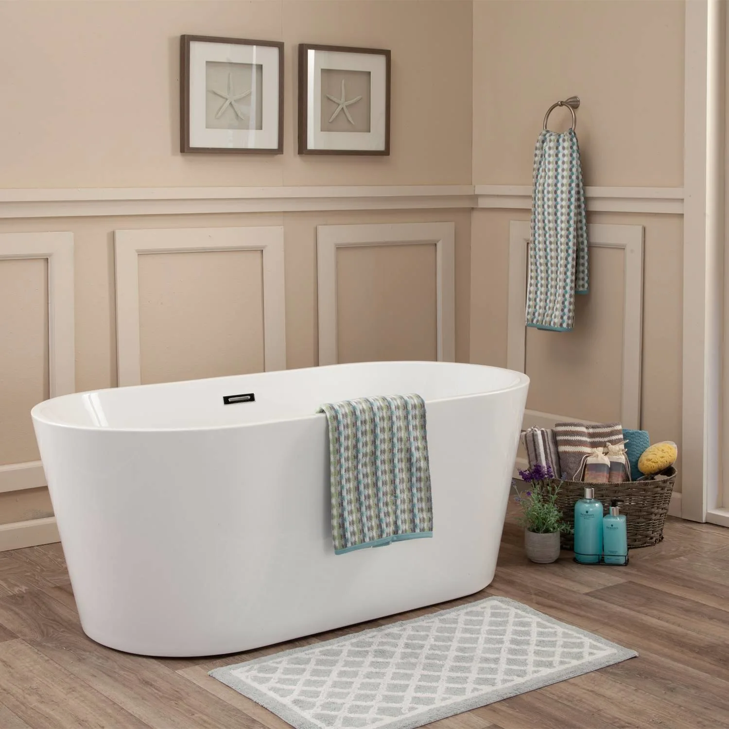 Altair Cielo 67 x 32 Inch White Freestanding Oval Acrylic Bathtub - image 5