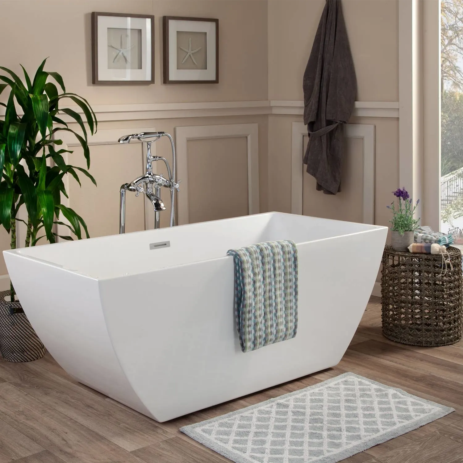 Altair Montague 59 x 30 Inch White Freestanding Acrylic Bathtub - image 4