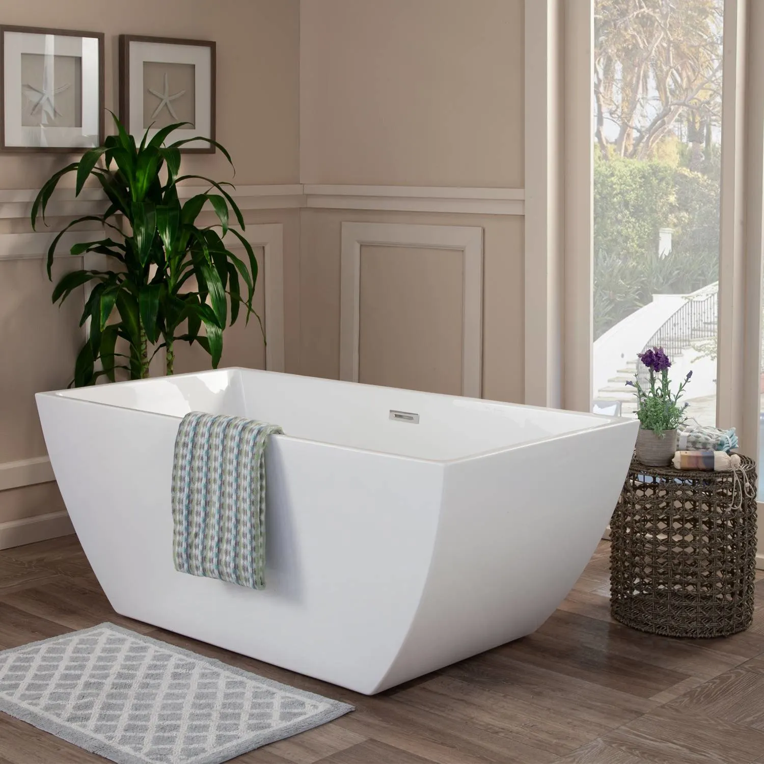 Altair Montague 59 x 30 Inch White Freestanding Acrylic Bathtub - image 6