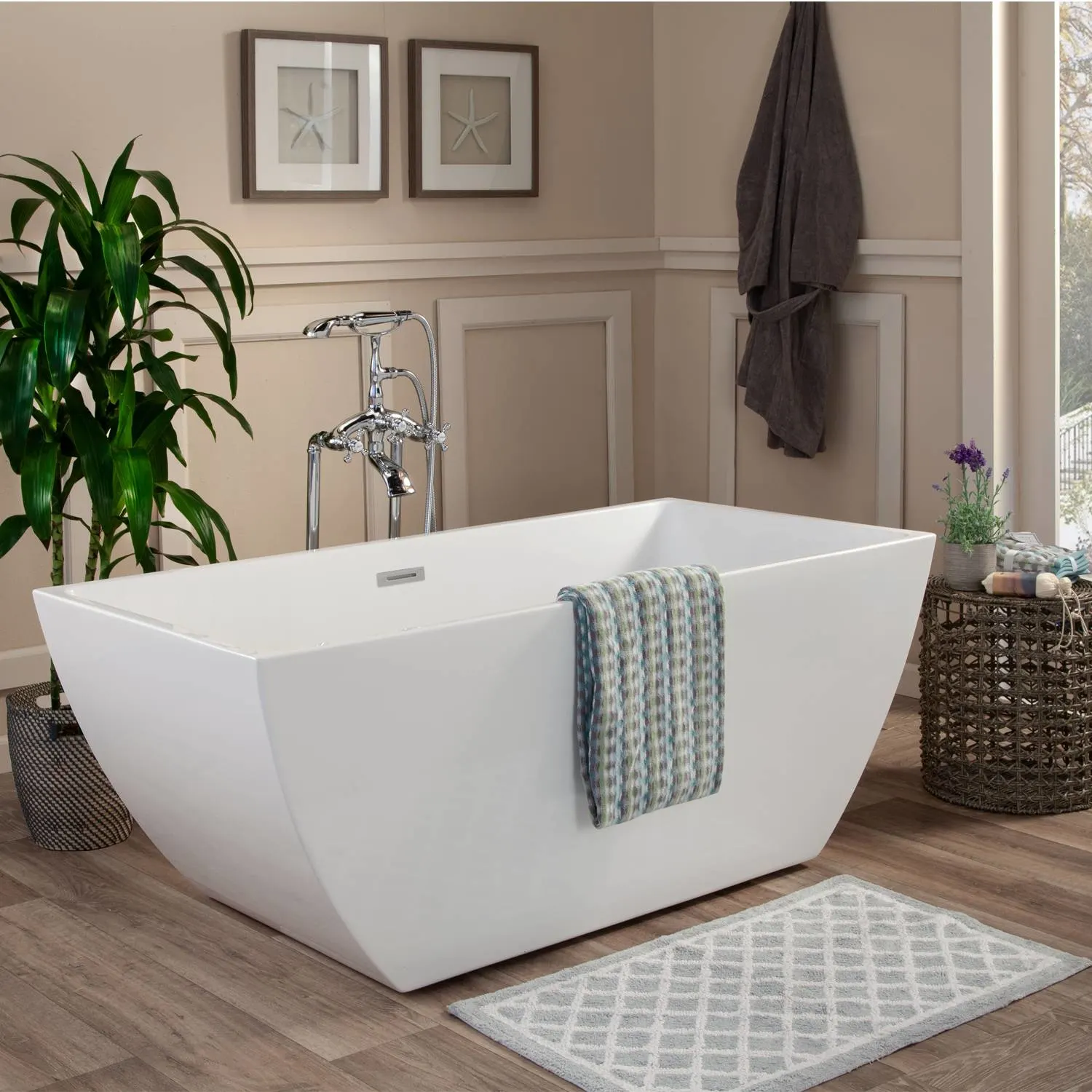 Altair Montague 67 x 32 Inch White Freestanding Acrylic Bathtub - image 4