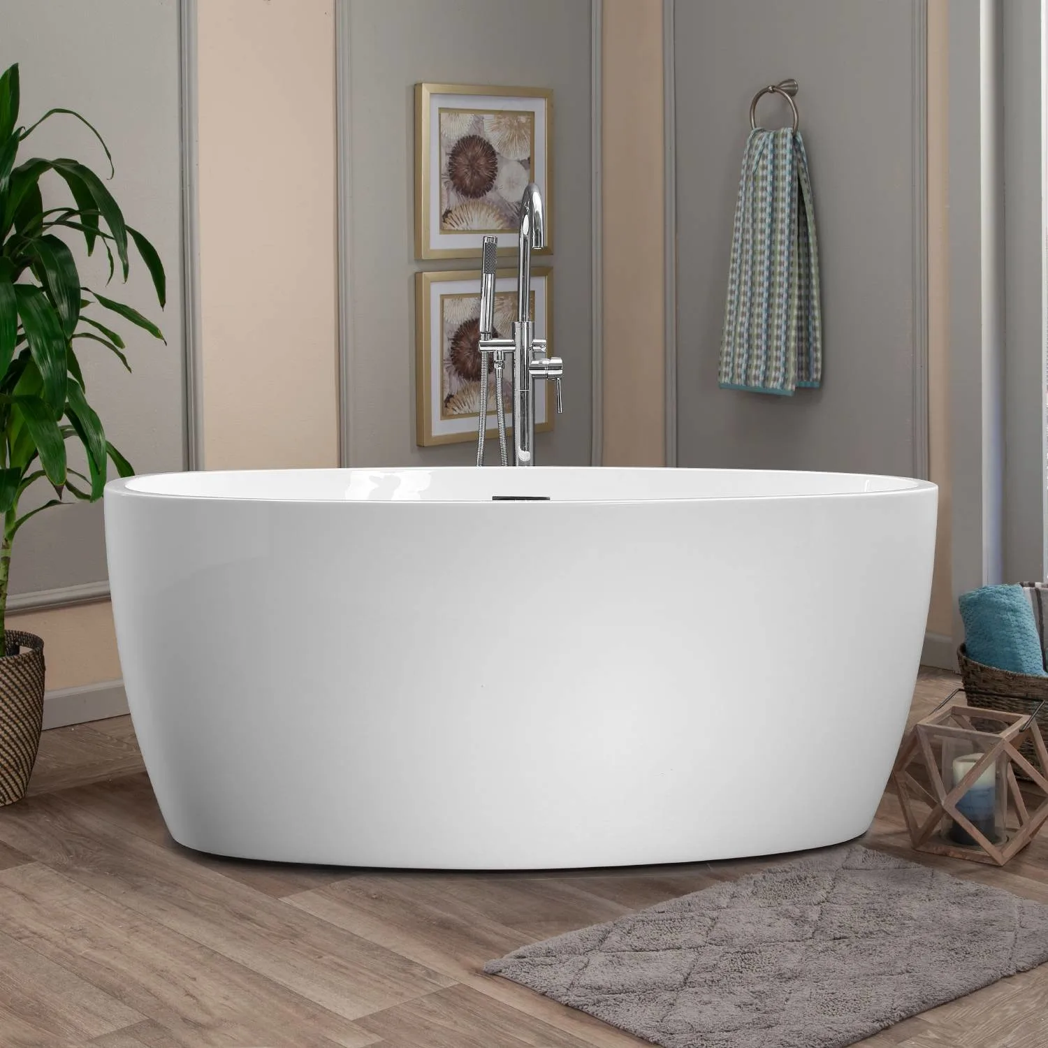 Altair Jolie 55 x 32 Inch White Freestanding Oval Acrylic Bathtub - image 2