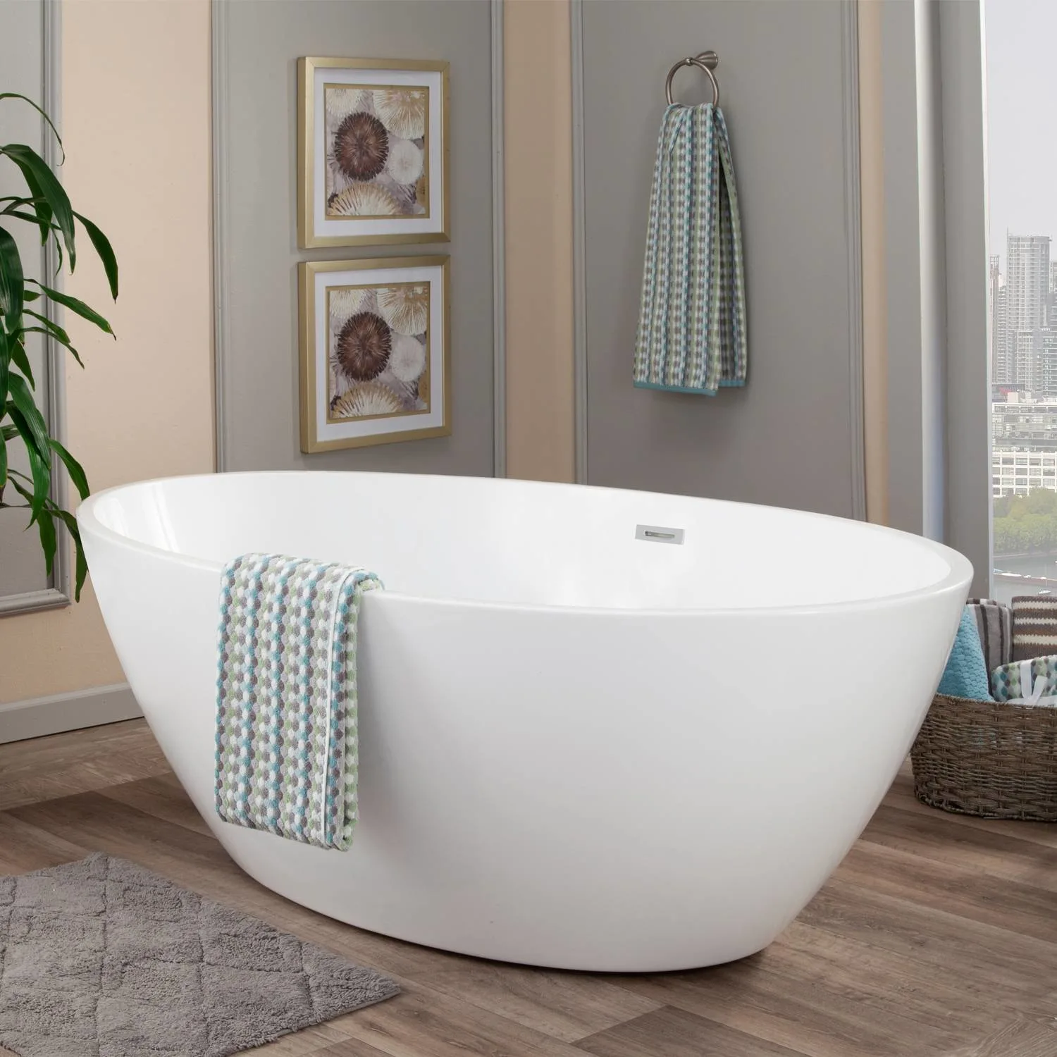 Altair Jolie 69 x 40 Inch White Freestanding Oval Acrylic Bathtub - image 7