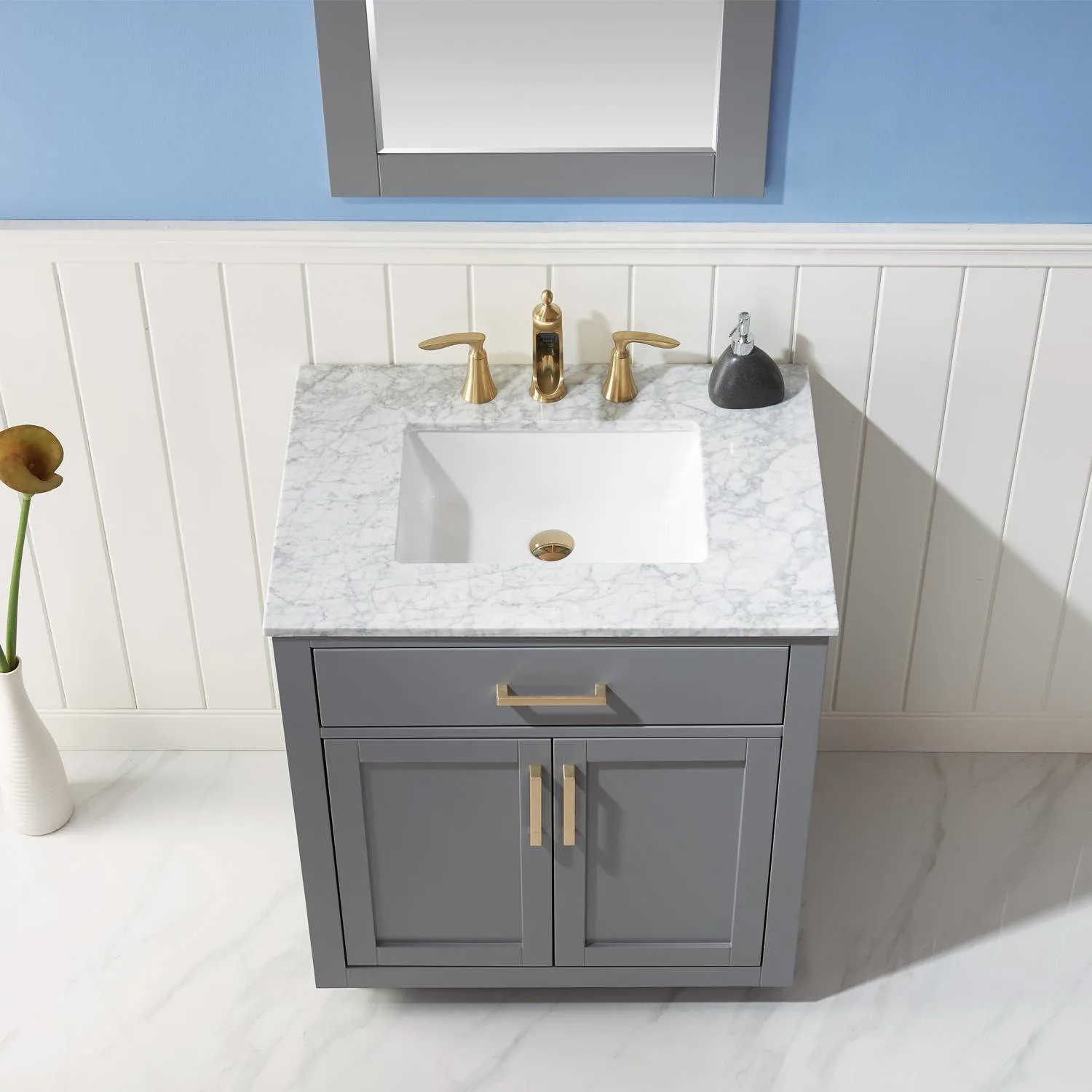 Altair Ivy 30 Inch Solid Plywood White Carrara Single Vanity - image 6