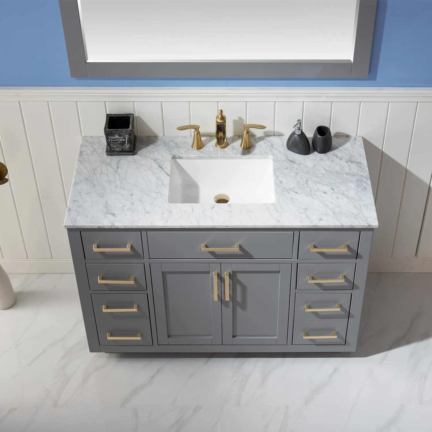 Altair Ivy 48 Inch Solid Plywood White Carrara Single Vanity - image 2