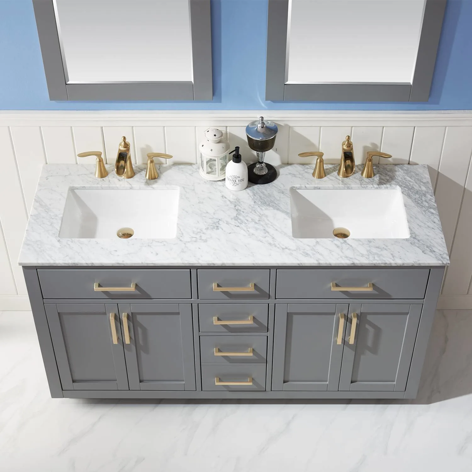Altair Ivy 60 Inch Solid Plywood White Carrara Double Vanity - image 6