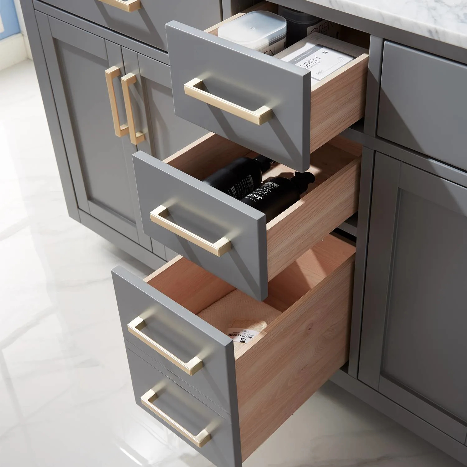 Altair Ivy 60 Inch Solid Plywood White Carrara Double Vanity - image 8