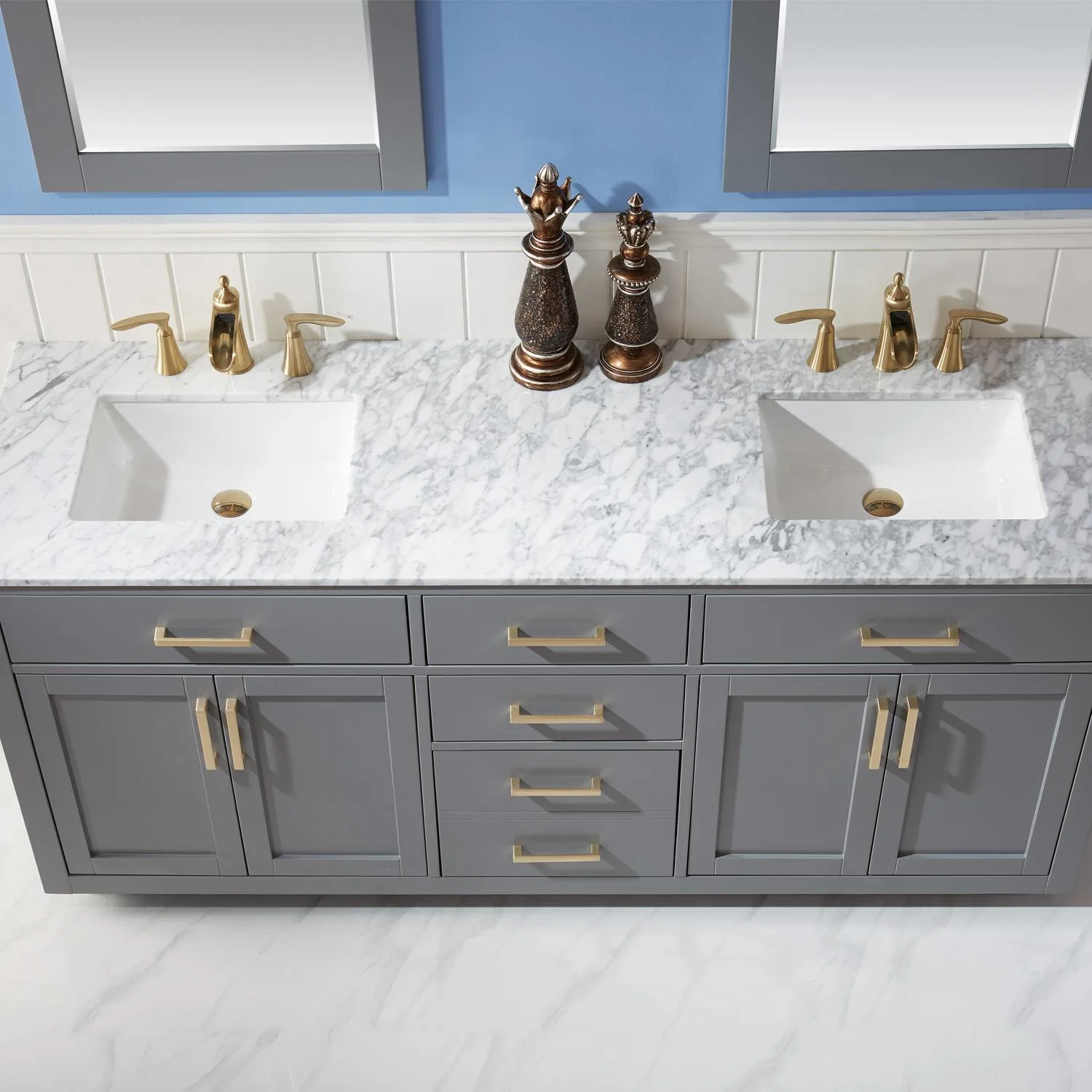 Altair Ivy 72 Inch Solid Plywood White Carrara Double Vanity - image 6