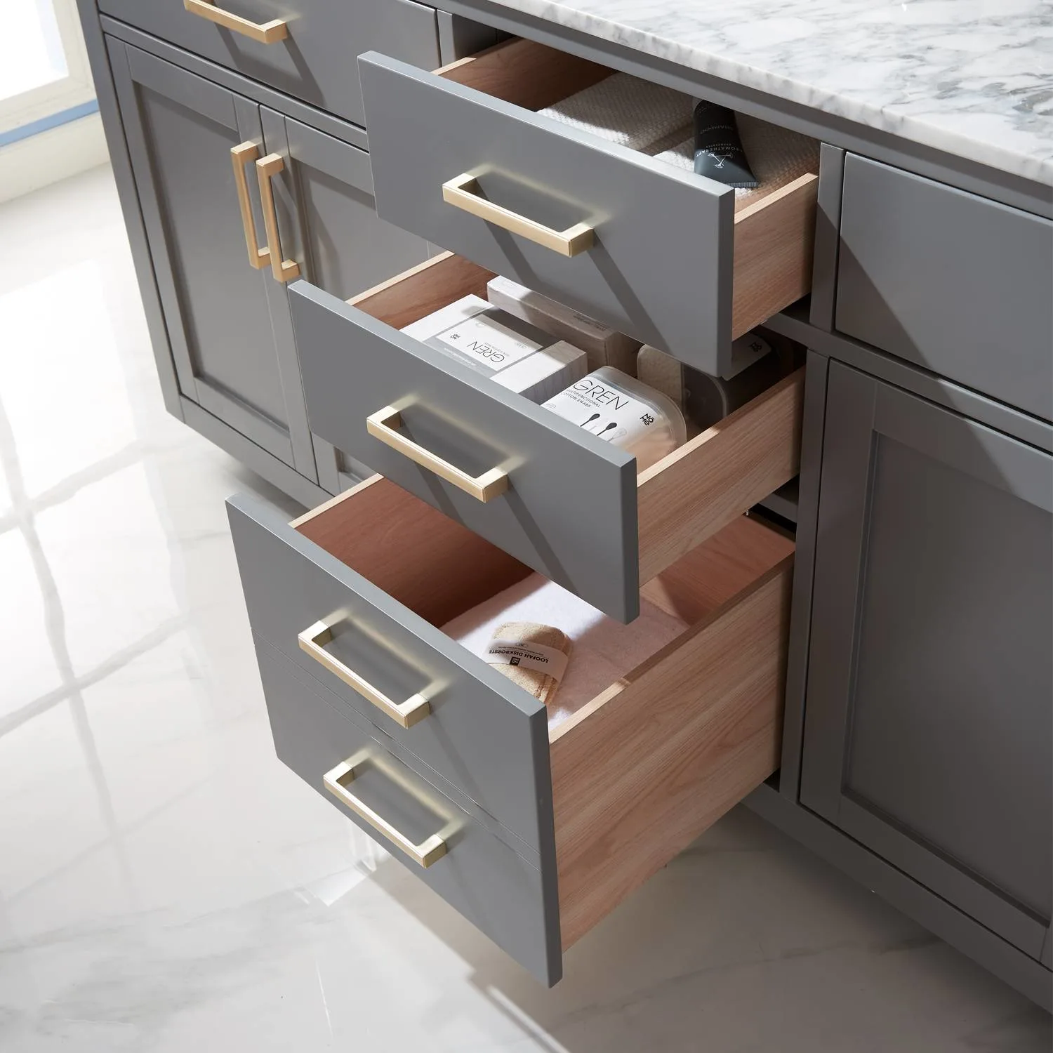 Altair Ivy 72 Inch Solid Plywood White Carrara Double Vanity - image 8