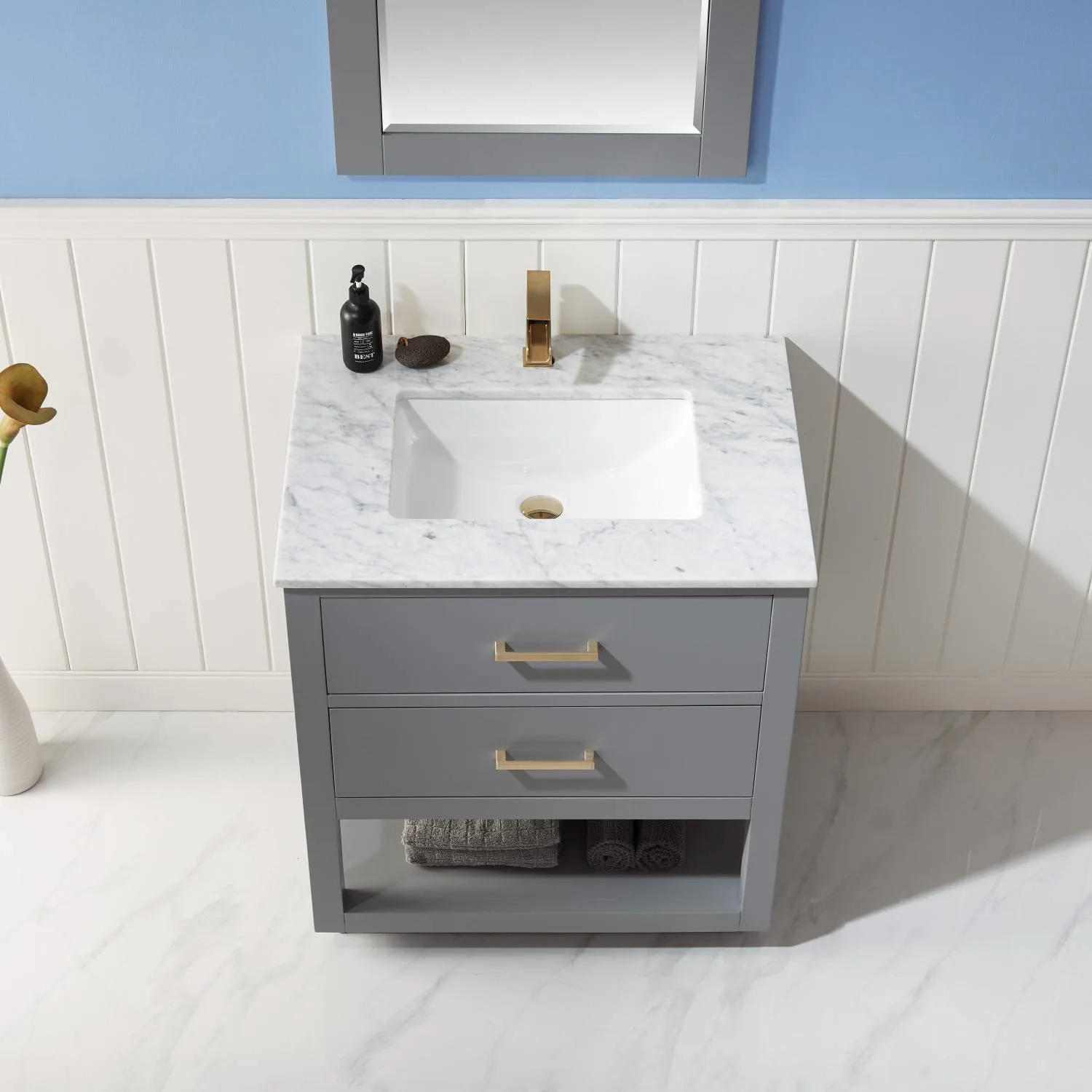Altair Remi 30 Inch Solid Plywood White Carrara Single Vanity - image 6