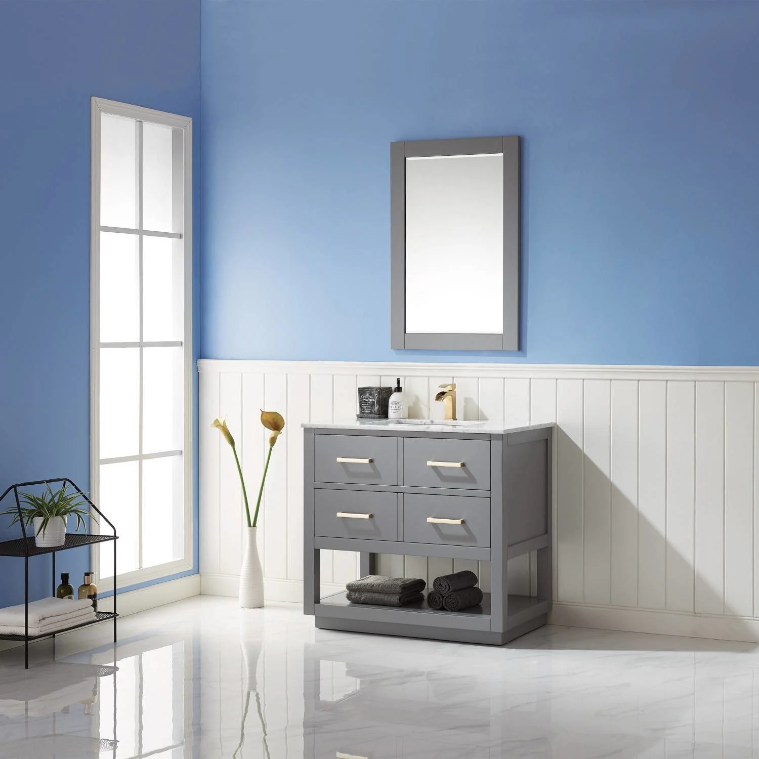 Altair Remi 36 Inch Solid Plywood White Carrara Single Vanity - image 3